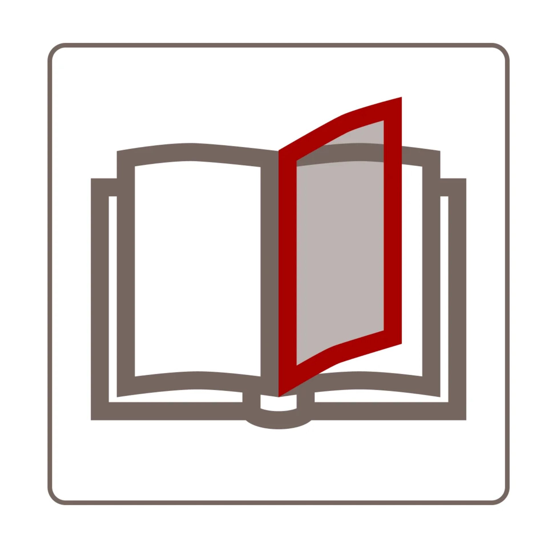 offenes Buch, Buch-Symbol, graues Buch, roter Lesezeichen, Illustration