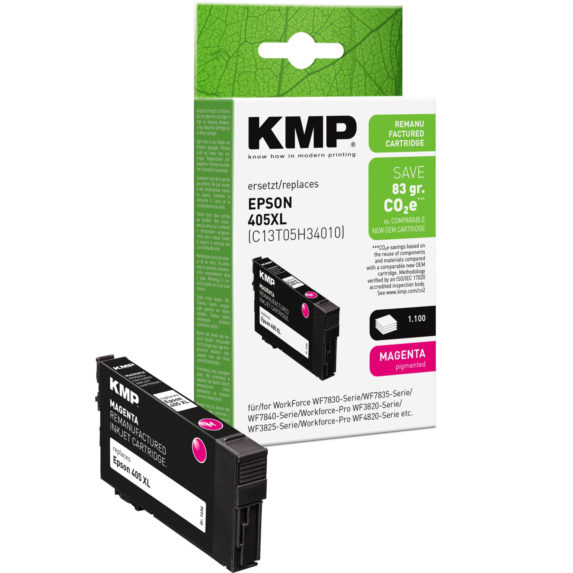 Adapter, Elektronik, Computer-Ausrüstung, Computerausrüstung, QR-Code, Tintenpatrone, Magenta, KMP, EPSON 405XL, Patronenbox