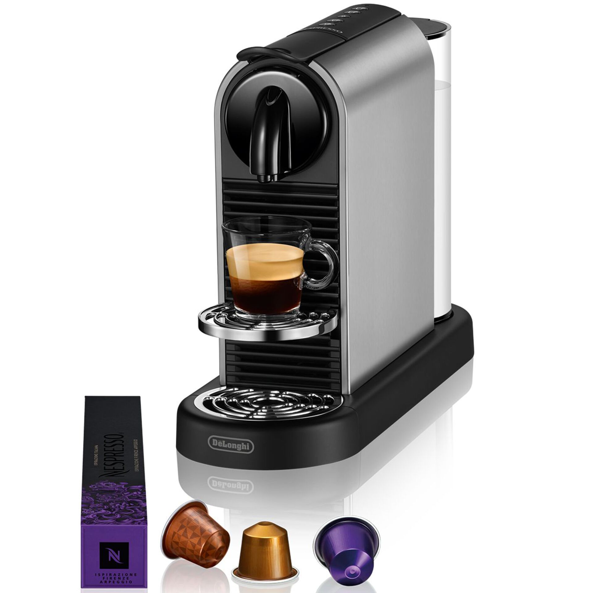 Pokal, Kaffeemaschine, Kapselmaschine, Espresso, Kapselknopf, Metallgehäuse, Kaffeemaschine, Kapselmaschine, Espresso, Kaffeezubereitung, Kaffeeunterlage
