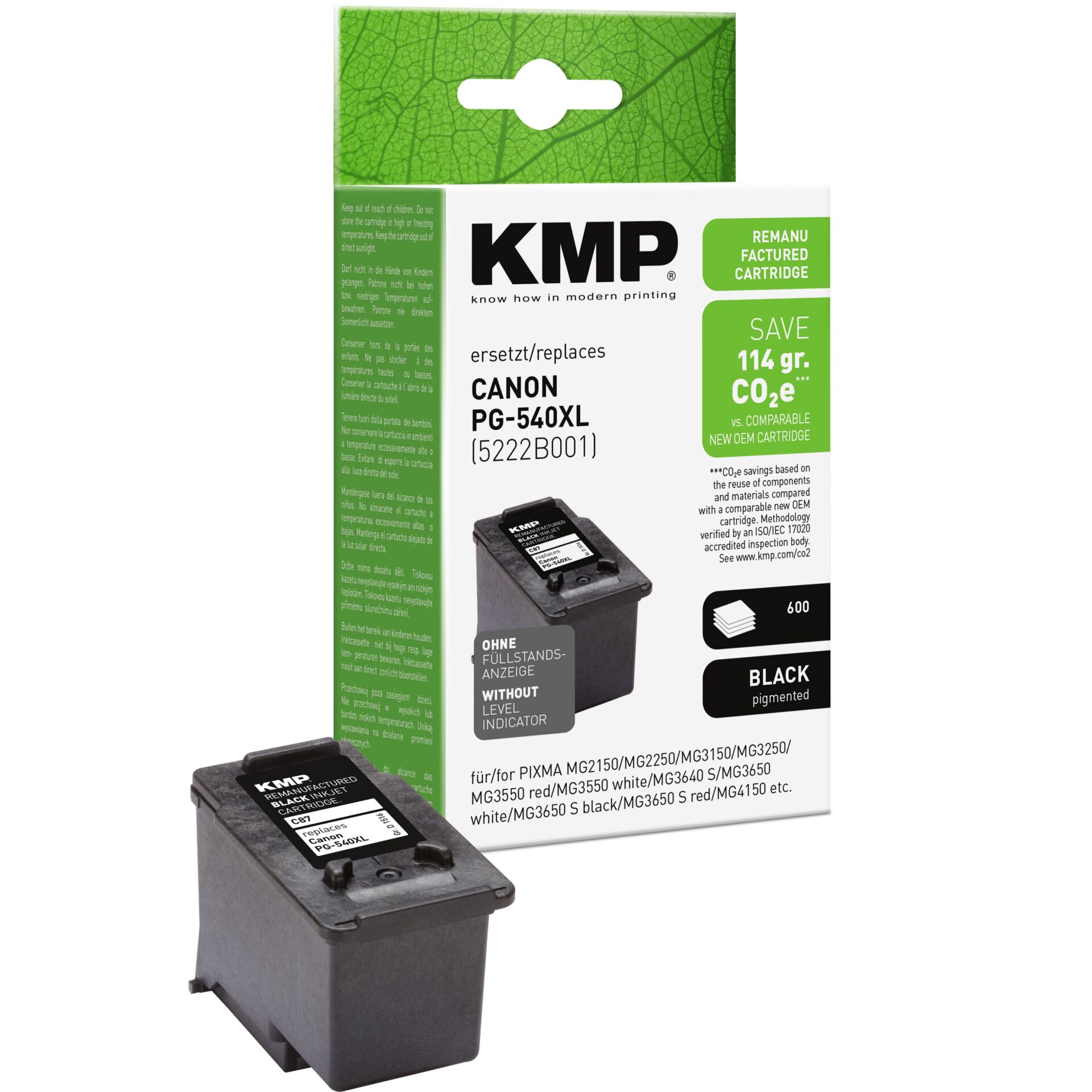 Adapter, Elektronik, Computer-Ausrüstung, QR Code, Visitenkarte, Tintenpatrone, Canon PG-540XL, Schwarz, Pigmenttinte, KMP Refill