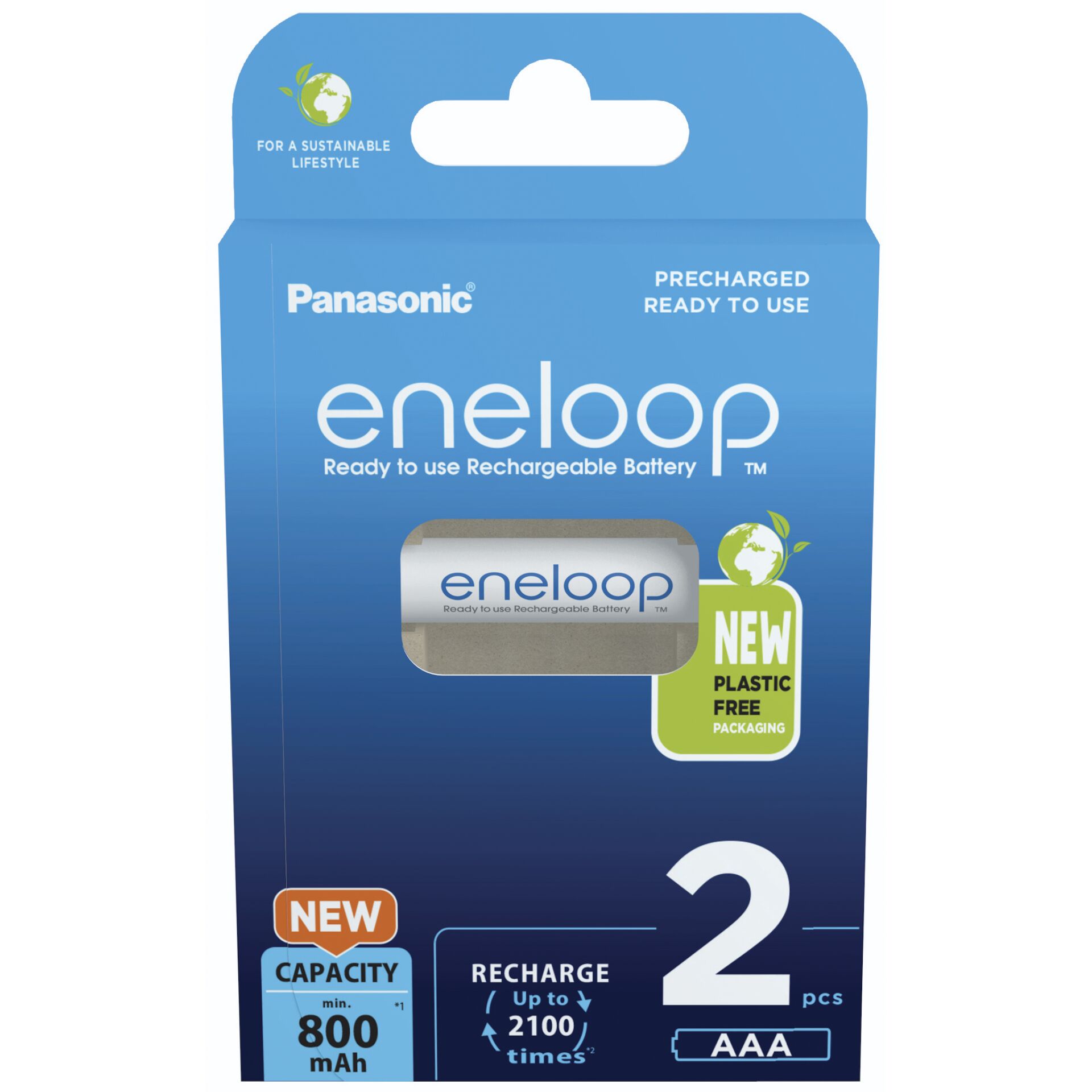 1x2 Panasonic Eneloop Micro AAA  800mAh Ni-MH        BK-4MCDE/2BE