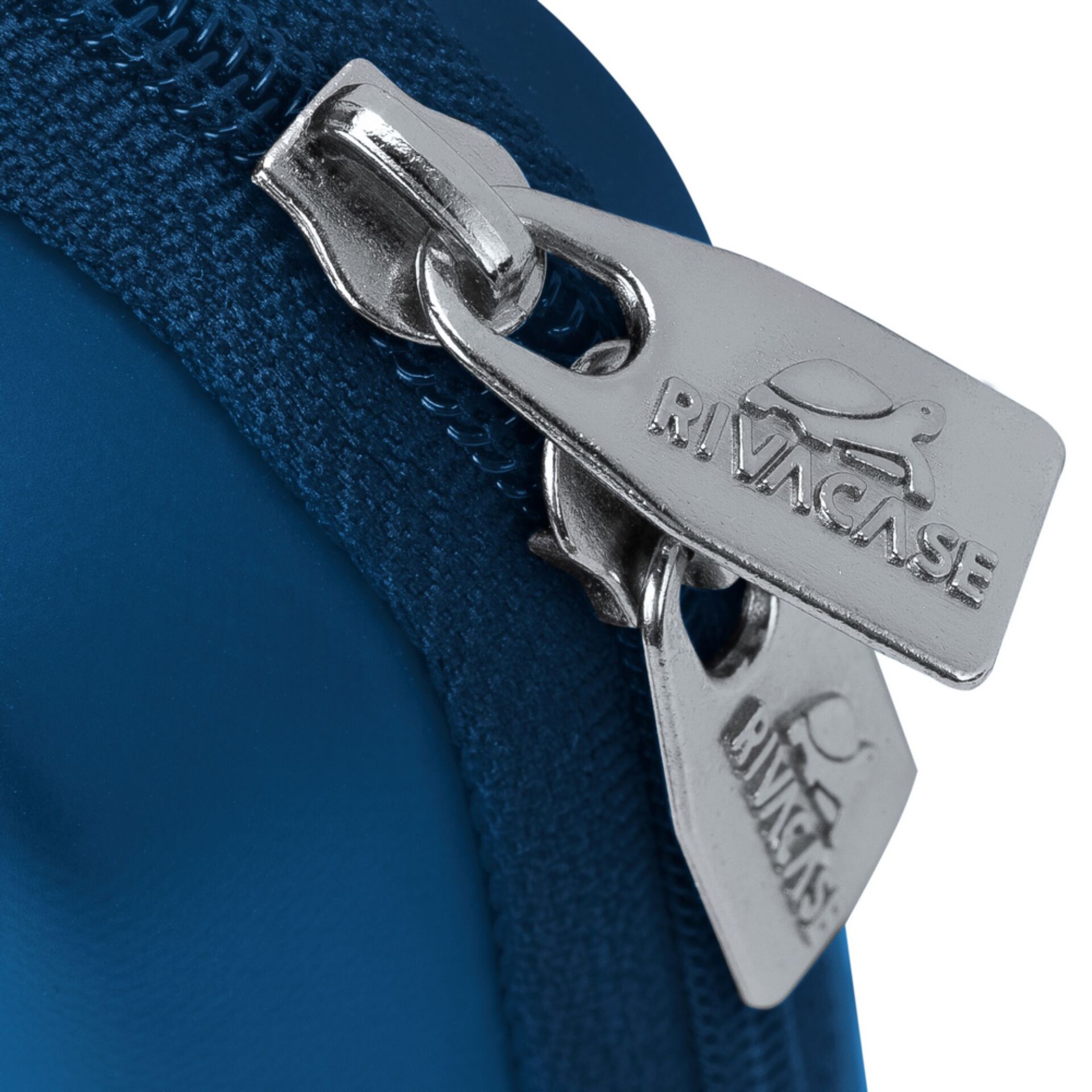 Reißverschluss, Metallzipper, blaues Gewebe, Tasche