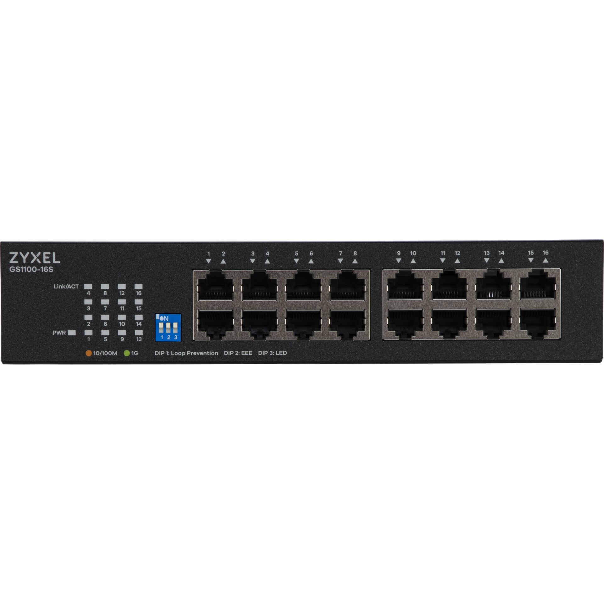Netzwerk-Switch, RJ45-Anschlüsse, PoE, 16-Port, Zyxel GS100-16S