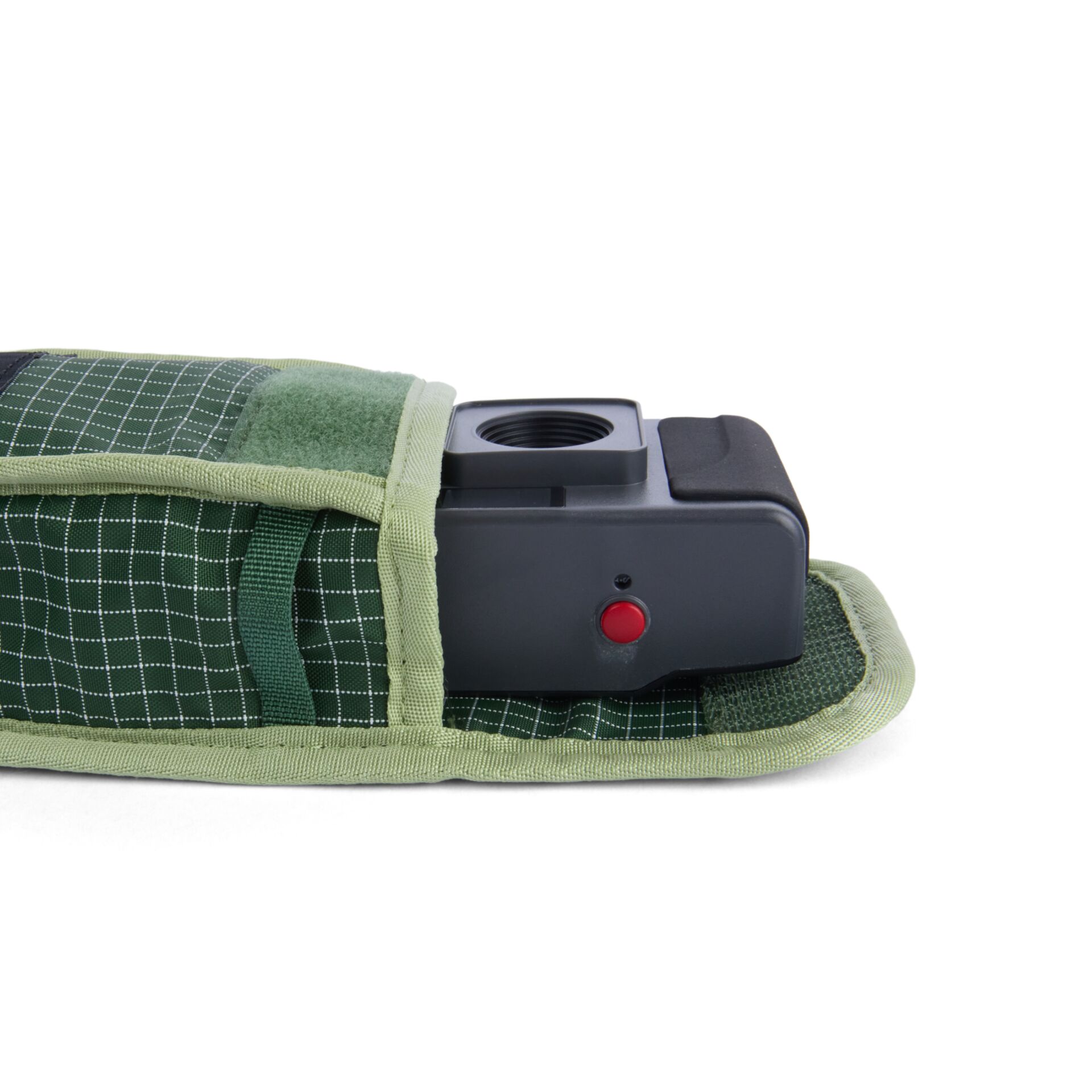 pistolenkautions?, gun holster?, holster, green fabric, button red