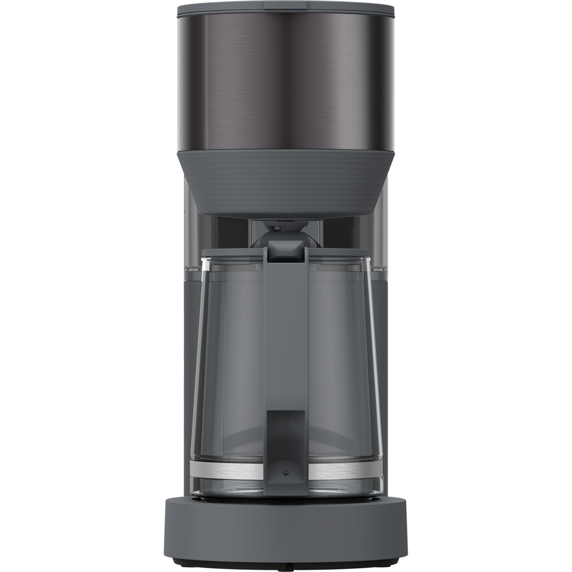 Kaffeemühle, Kaffeebehälter, Frontansicht, Großes Kapselfass, Grau