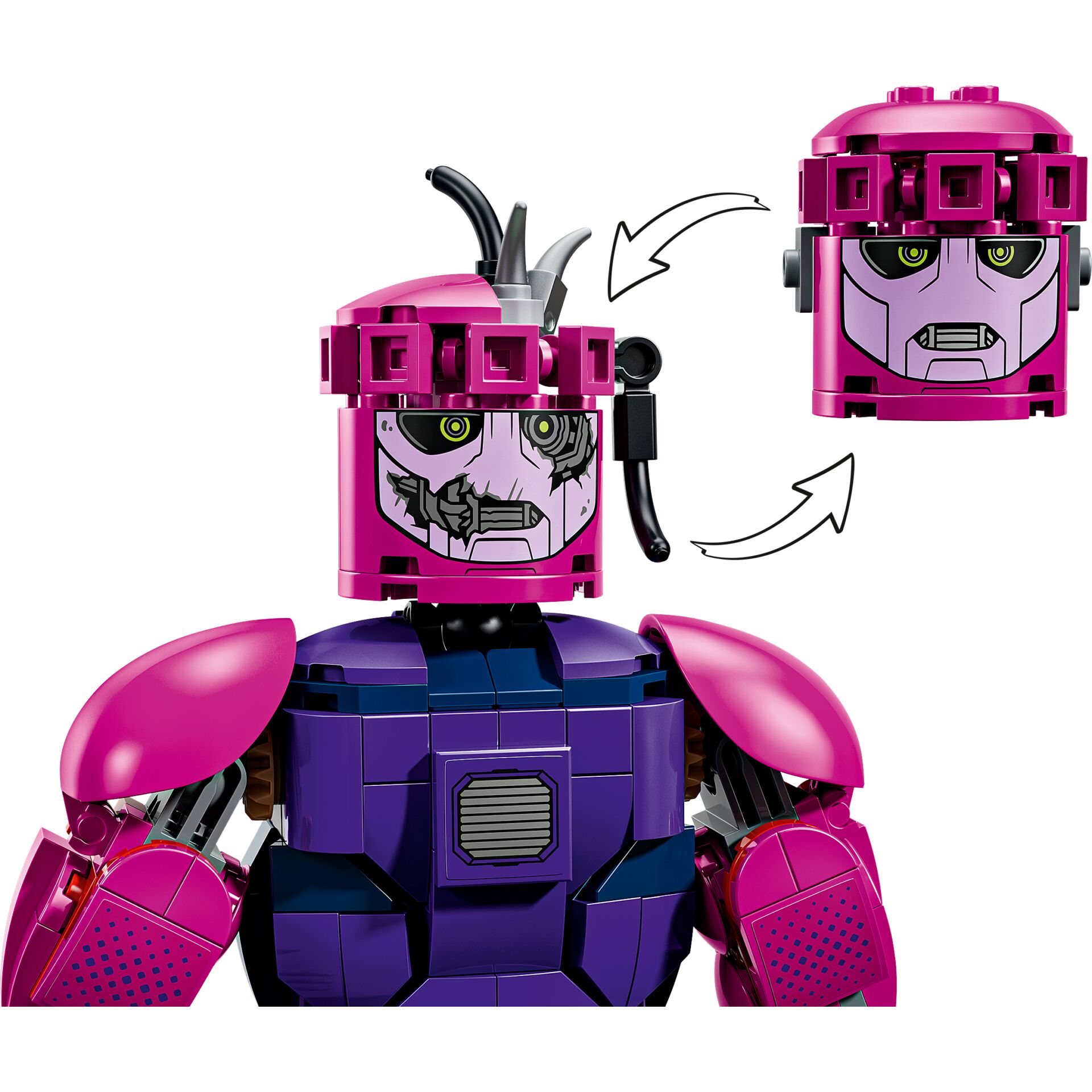 action figure, robot, pink, purple, construction toy