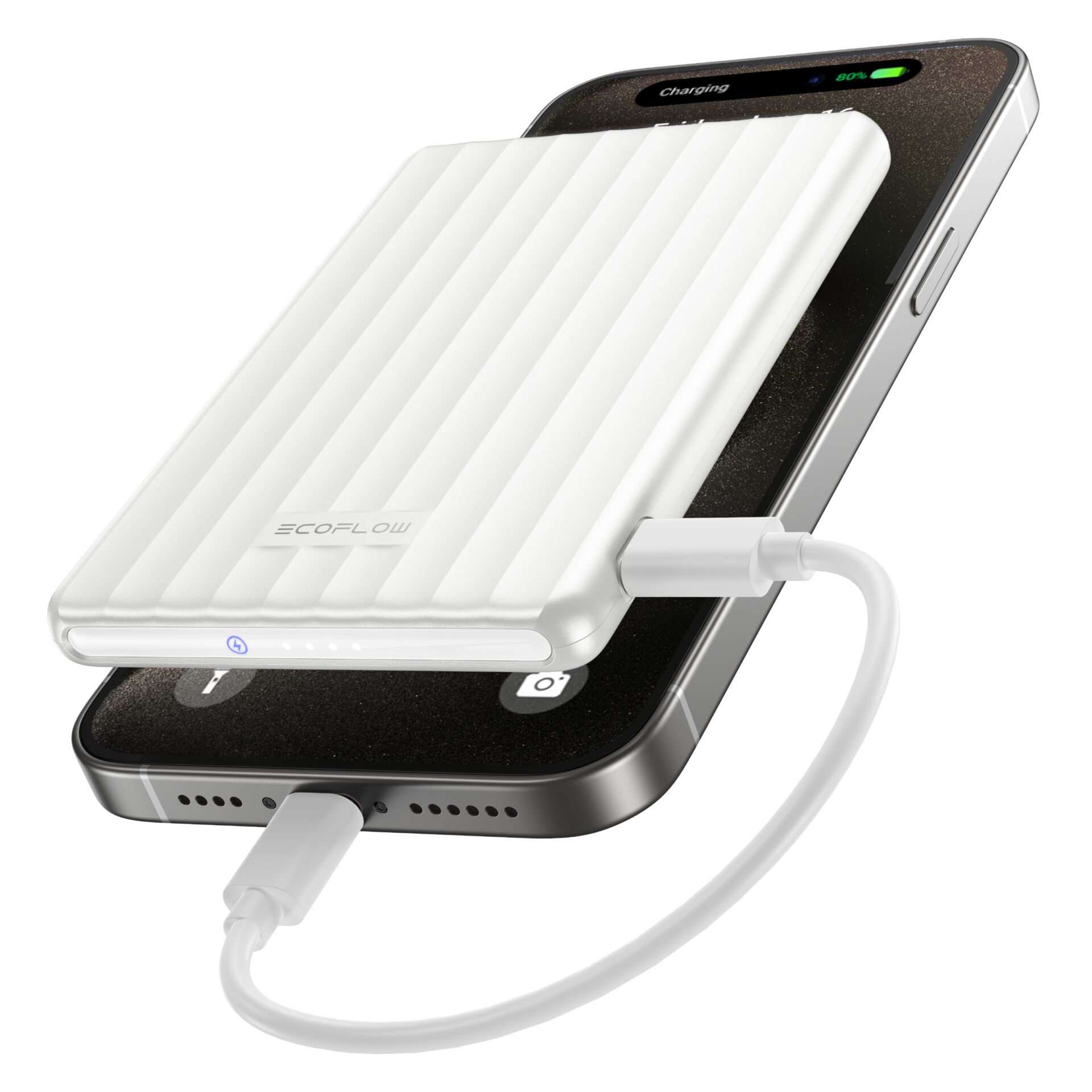 Powerbank, Wireless charging, Qi charger, Slim, White