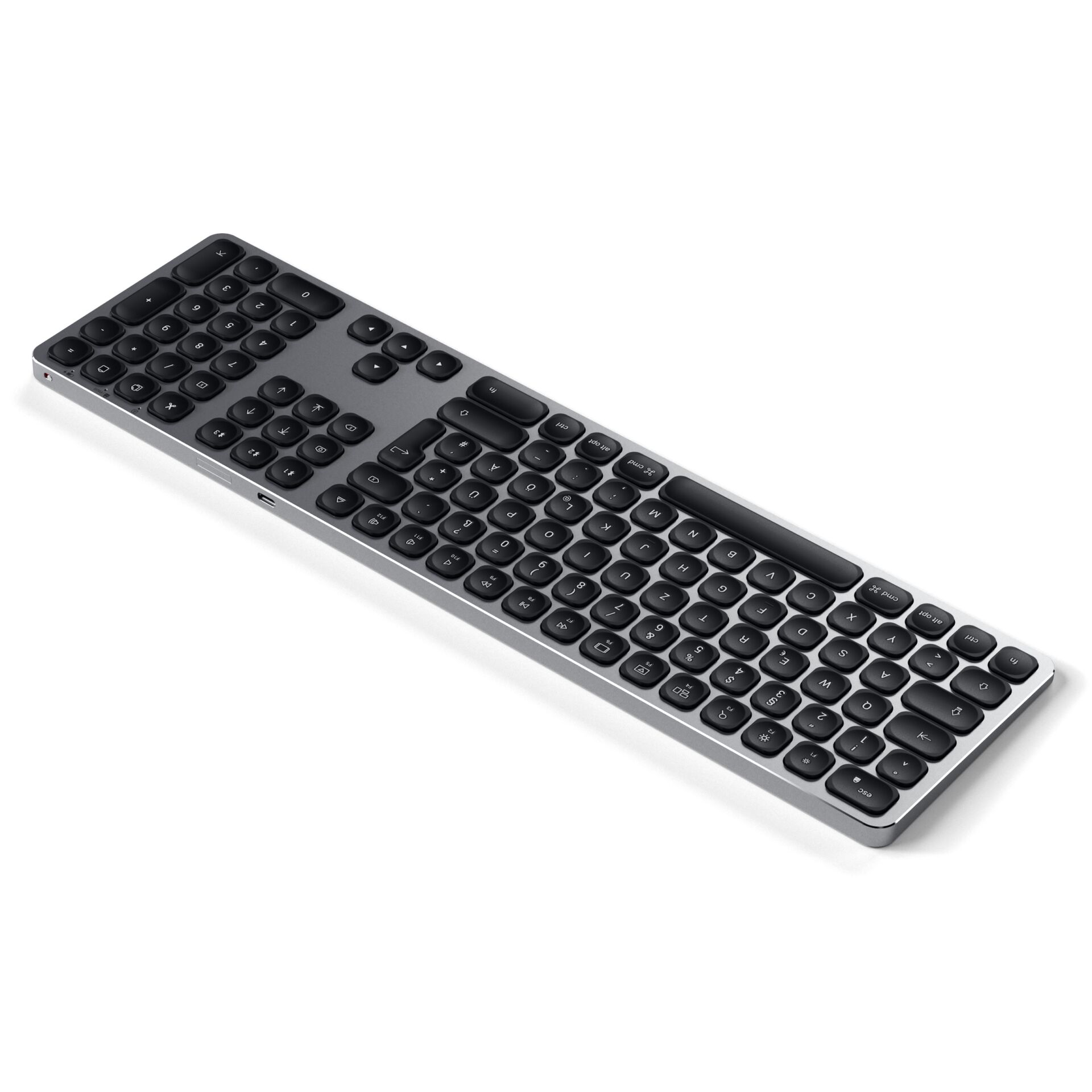 Tastatur, Kabellose Tastatur, QWERTZ-Layout, Bluetooth-Tastatur, Slim-Design, keyboard, wireless, kompakt, grau, runde-tasten