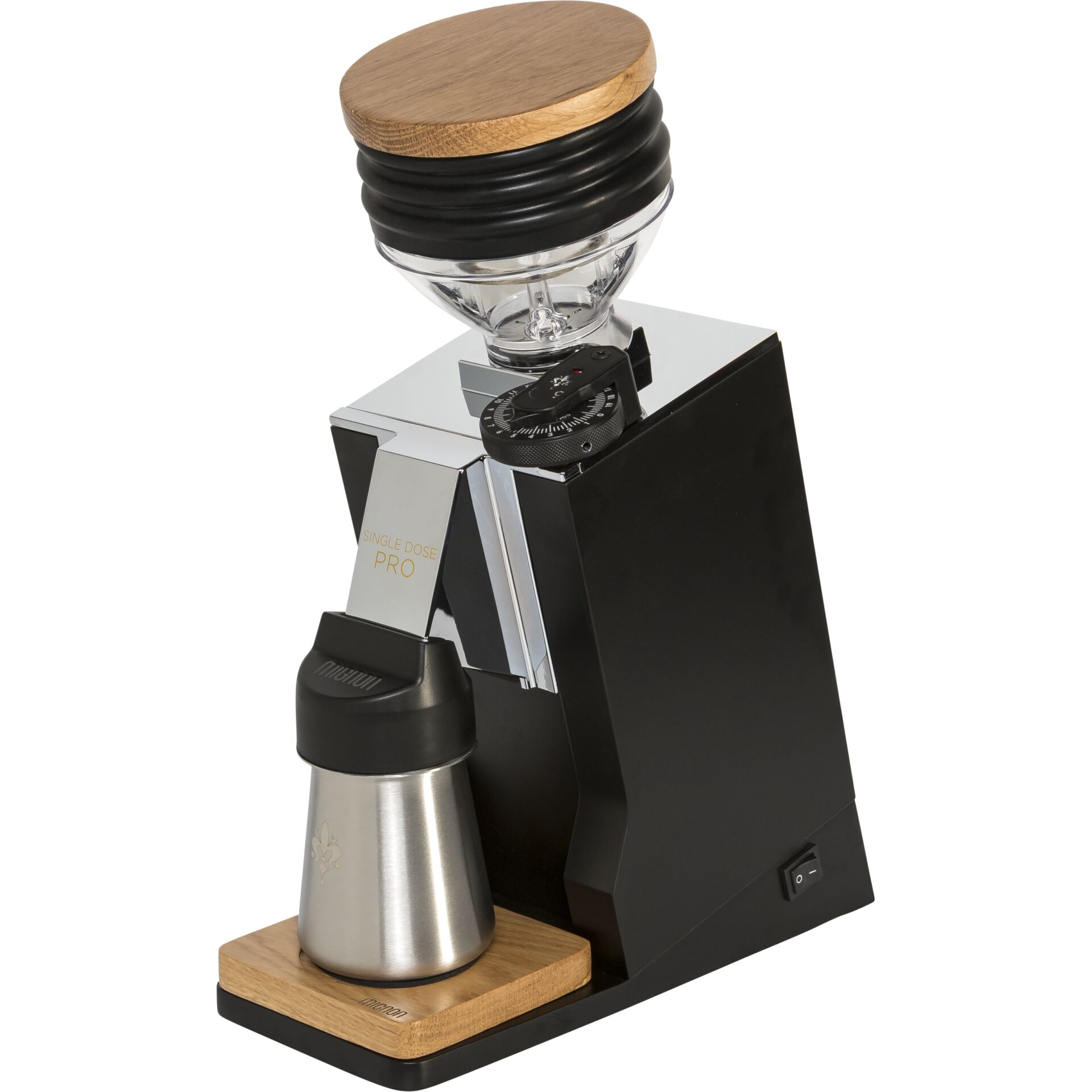 Kaffeemühle, Manuelle Mühle, Espresso Mühle, Holzdeckel, Stahlkorpus
