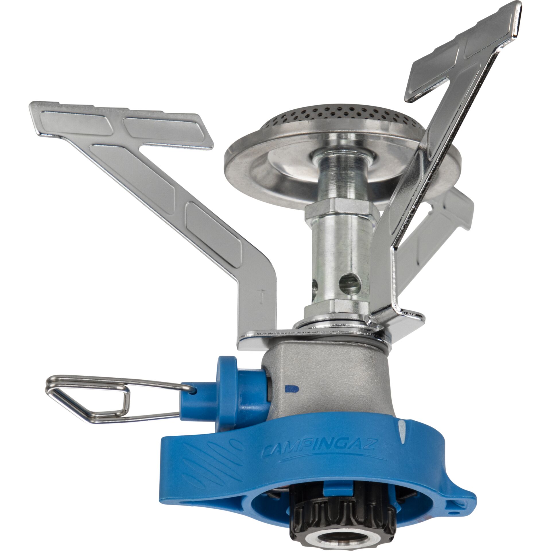 Campingkocher, Gaskocher, tragbarer Kocher, verstellbare Beine, blauer Brenner