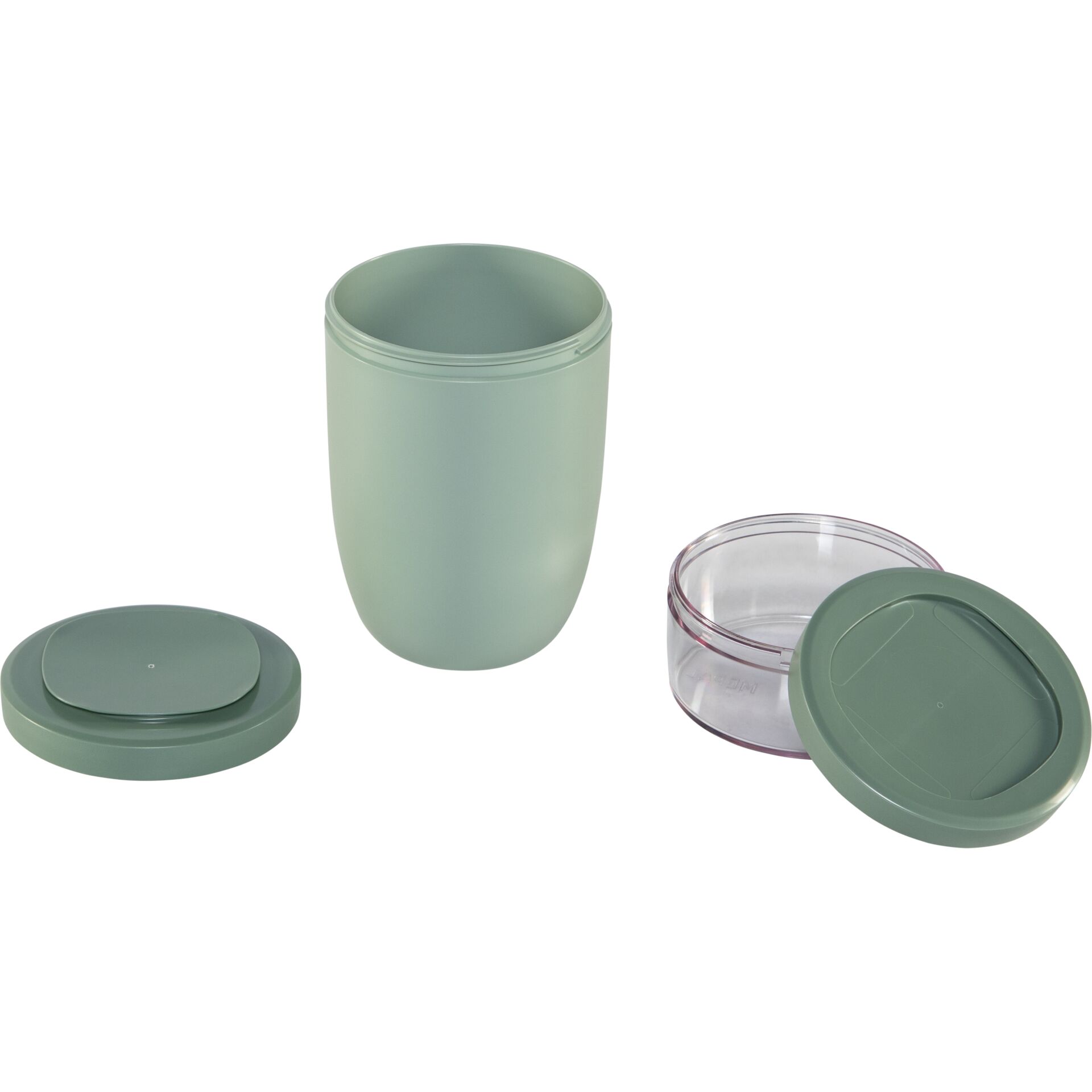 Becher, Trinkgefäß, Kompaktbecher, Grün, Deckel-Set
