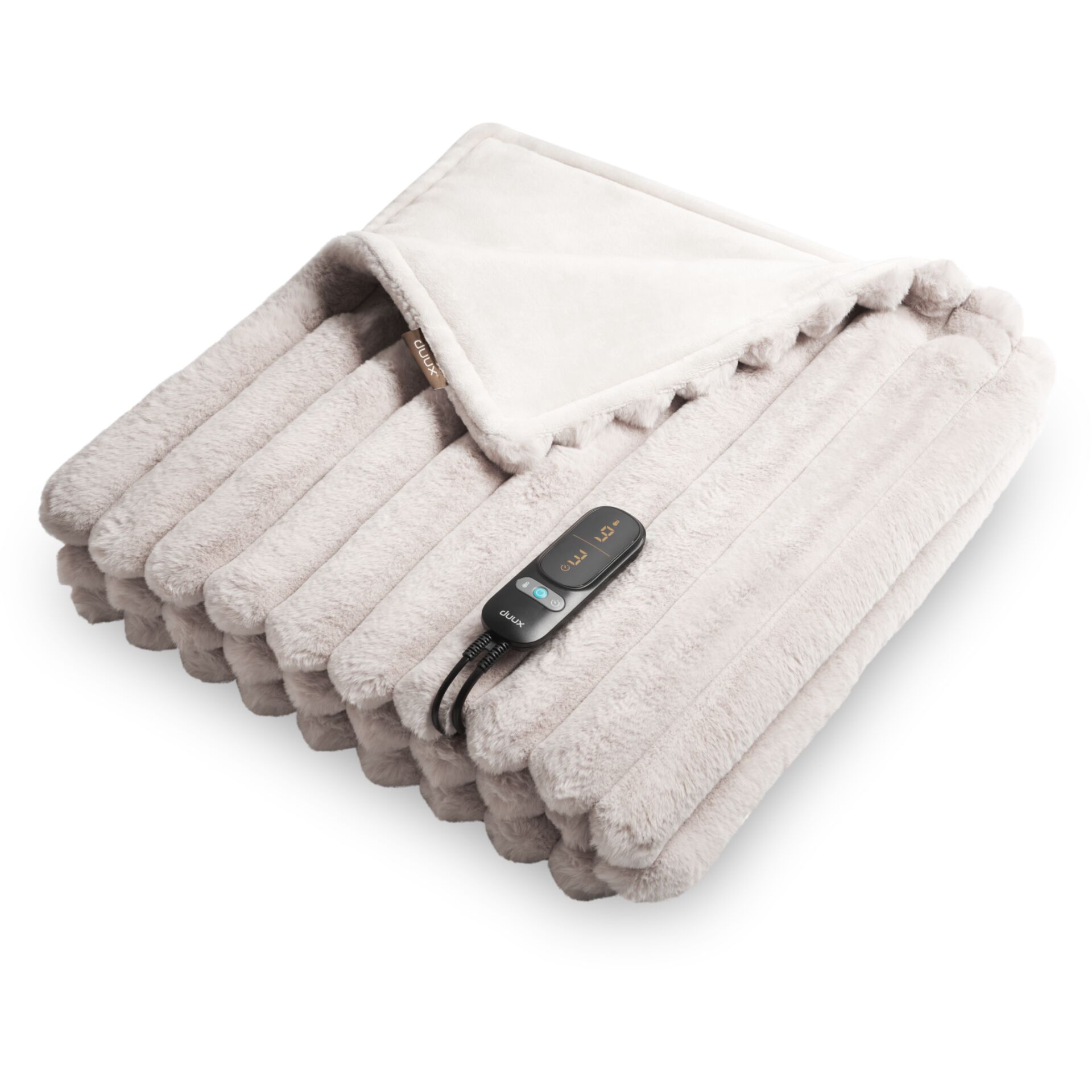 Duux Yentl Wärmedecke Striped  Rabbit Faux Fur Grau (200x200)