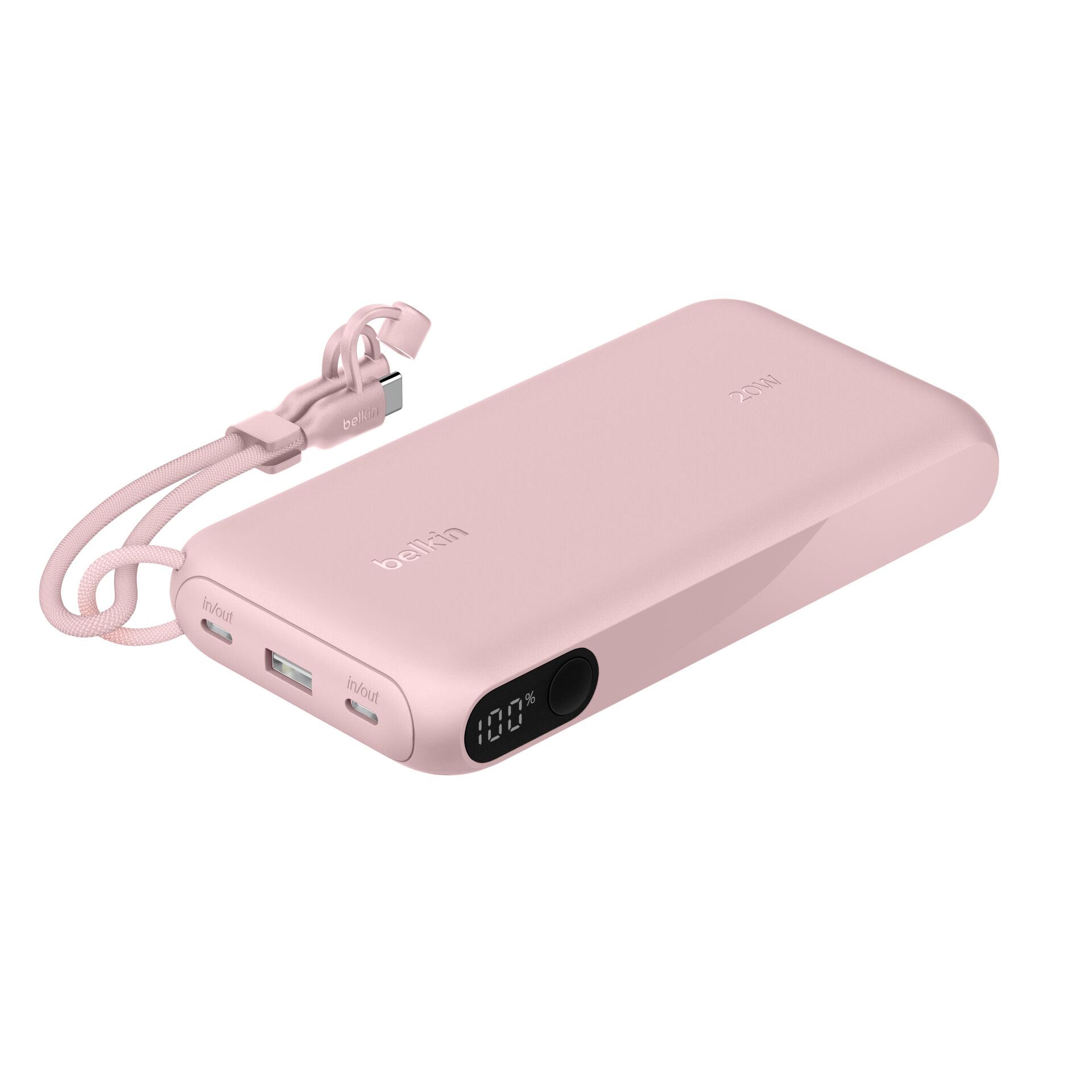 Belkin Powerbank mit Display 20W  20.000mAh USB-C pink  BPB028hqPK