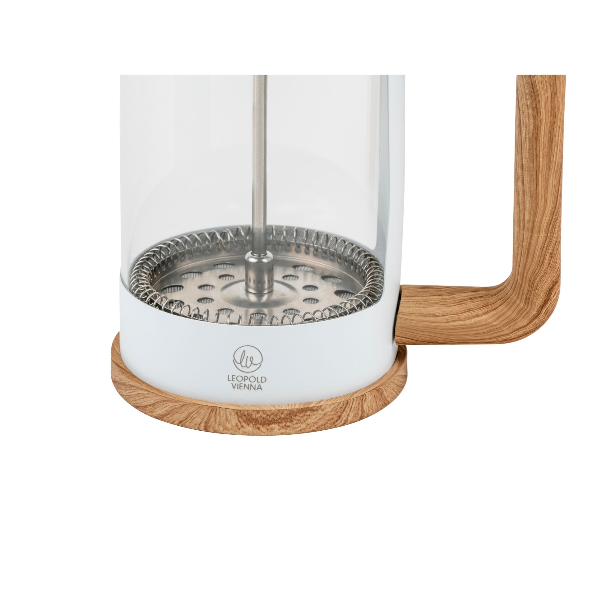 Kaffeemaschine, Espressozubereiter, Metallboden, Holzgriff, Leopold Vienna