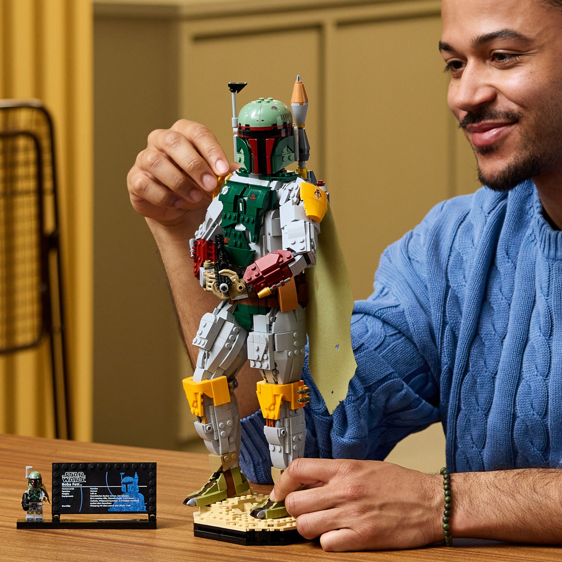 lego, figur, boba fett, mandalorian, statue