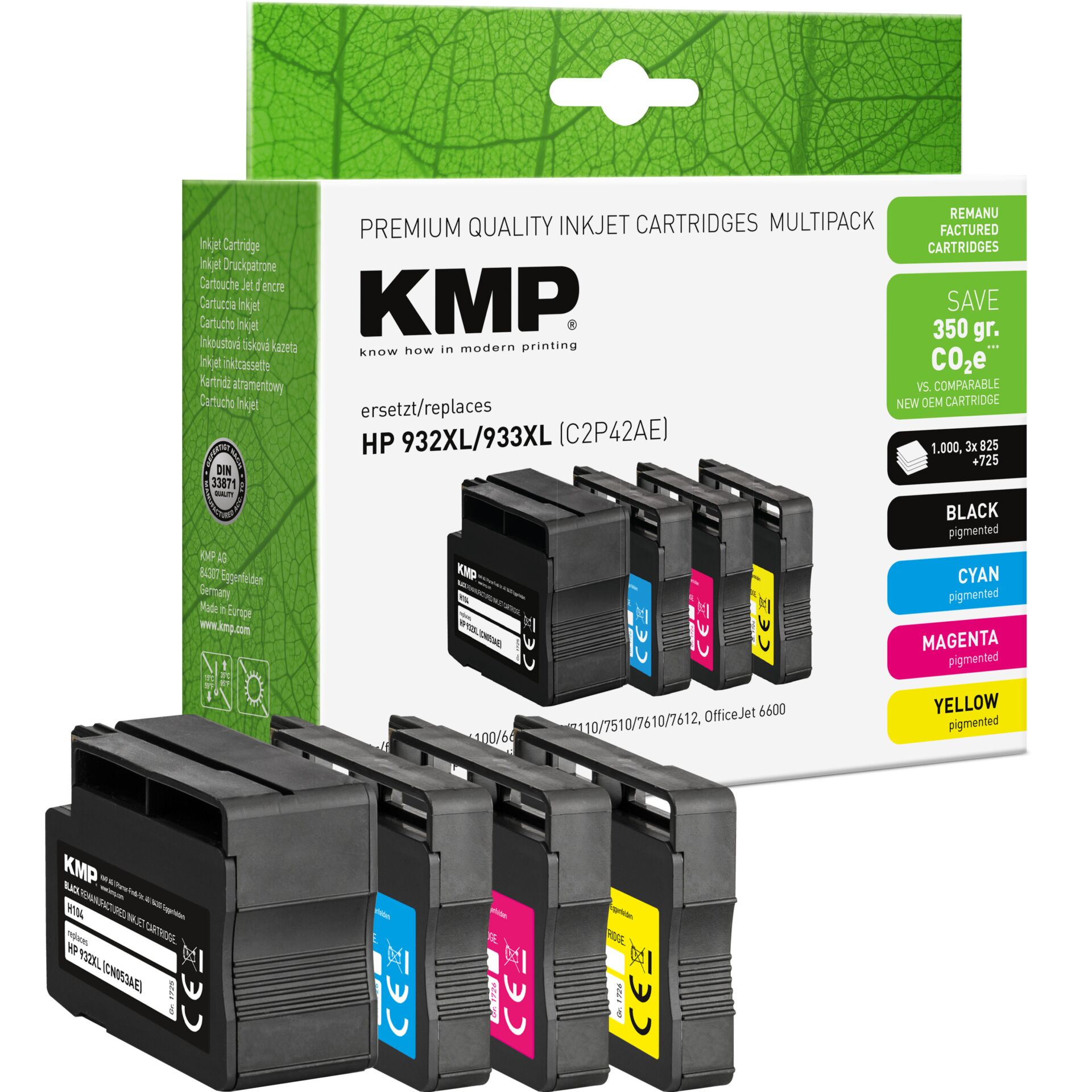 Adapter, Elektronik, Computer-Ausrüstung, Computerausrüstung, QR-Code, Tintenpatronen, KMP, HP Ersatzpatronen, Mehrfachpack, CMYK Farben