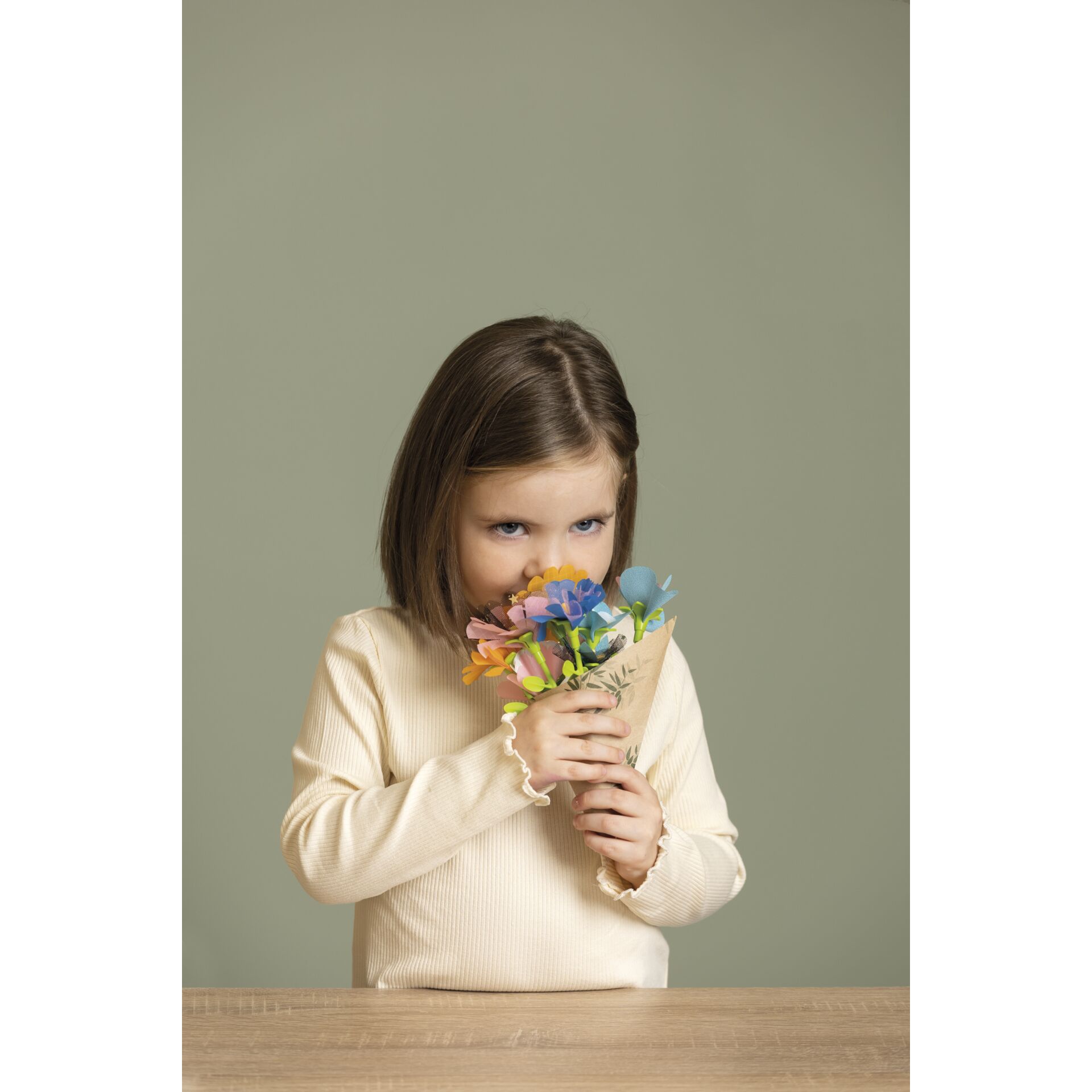 Kopf, Gesicht, Blumen-Arrangement, Blumenstrauß, Portrait