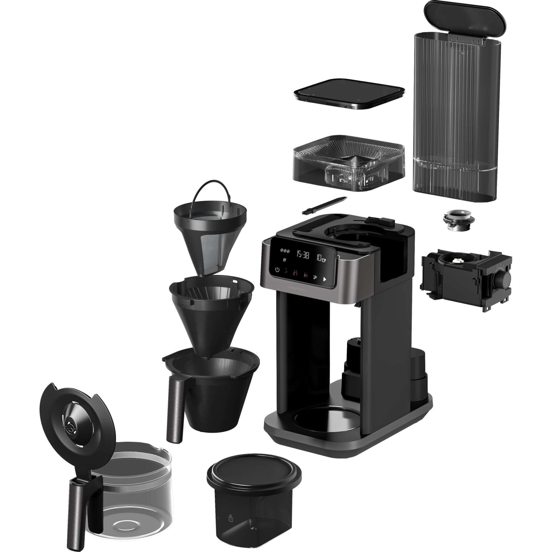 Kaffeemaschine, Filterkaffeemaschine, Touchdisplay, Kunststoffgehäuse, Schwarz