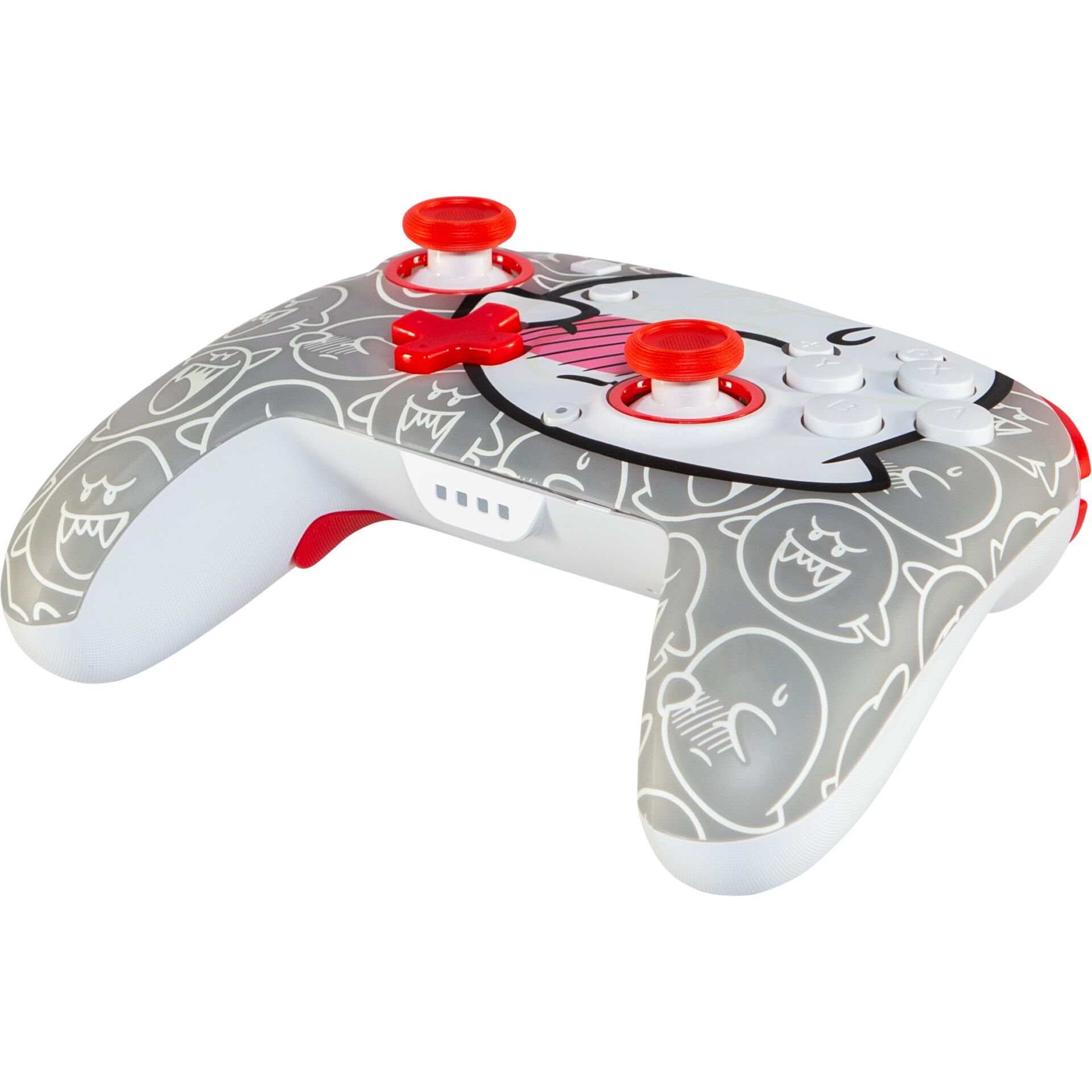 gamepad, controller, gray, red accents, patterned
