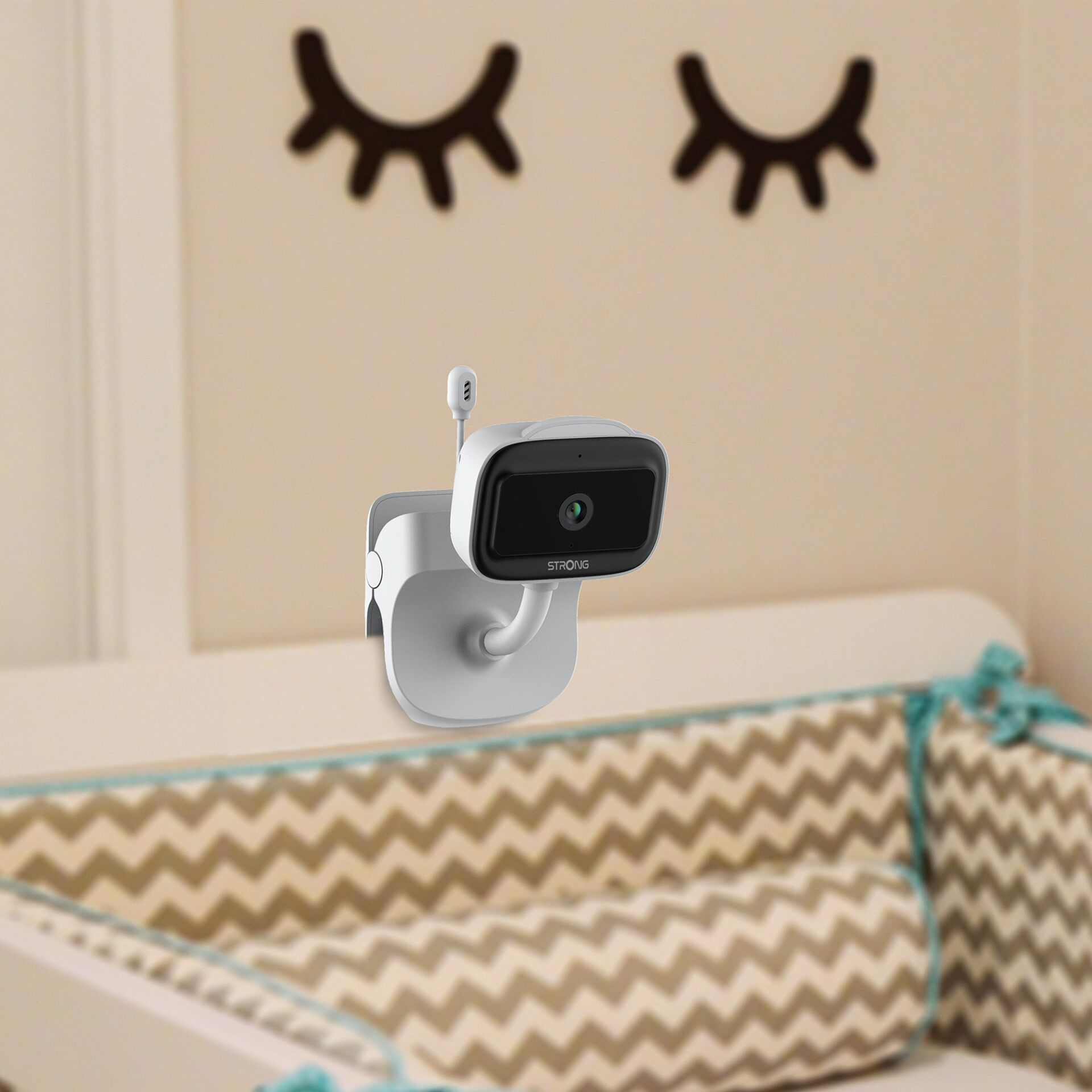 baby monitor, security camera, wandhalterung, kabelhalter, kratzfreier hintergrund