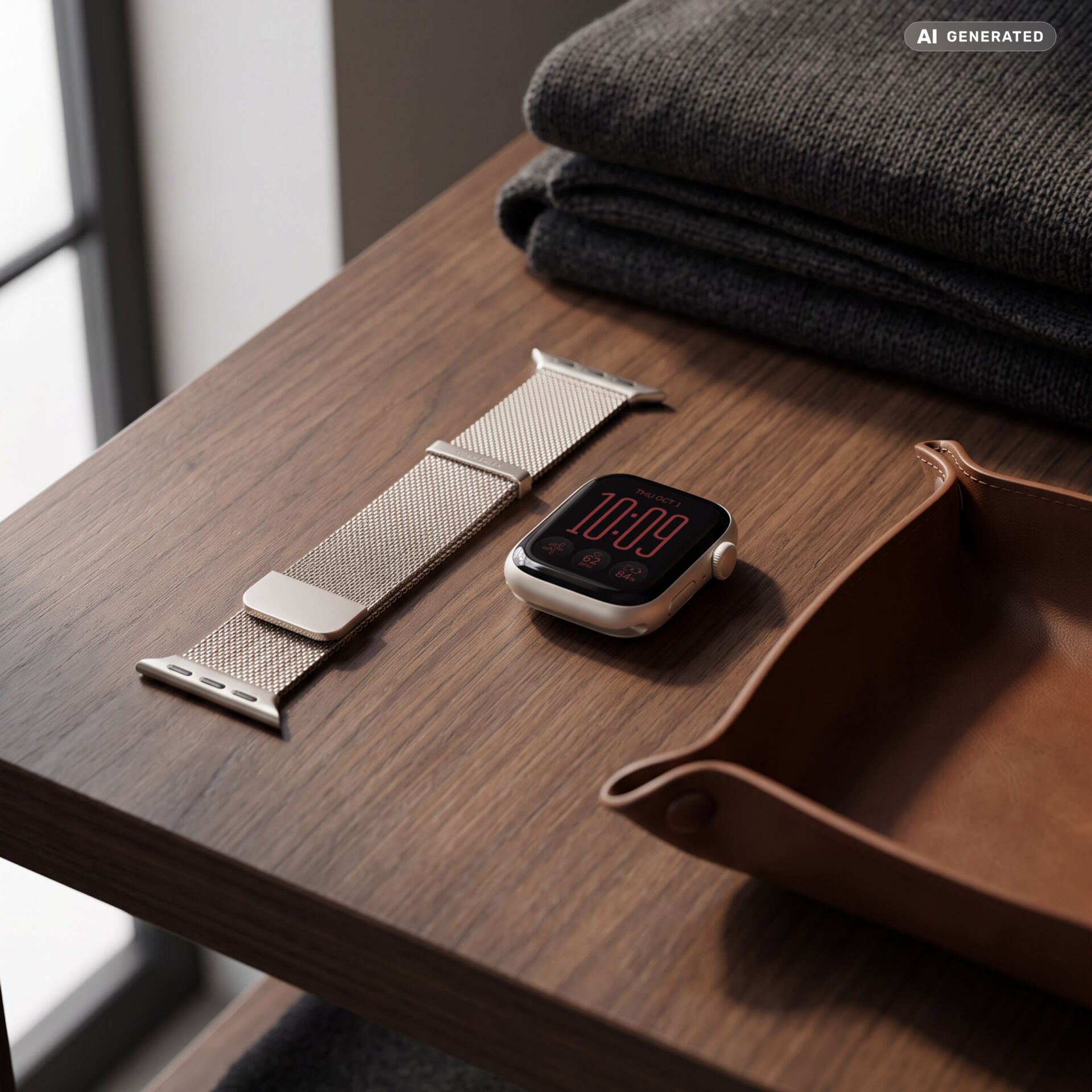 Smartwatch, Edelstahlarmband, silberfarben, Mesh-Armband, Touchscreen