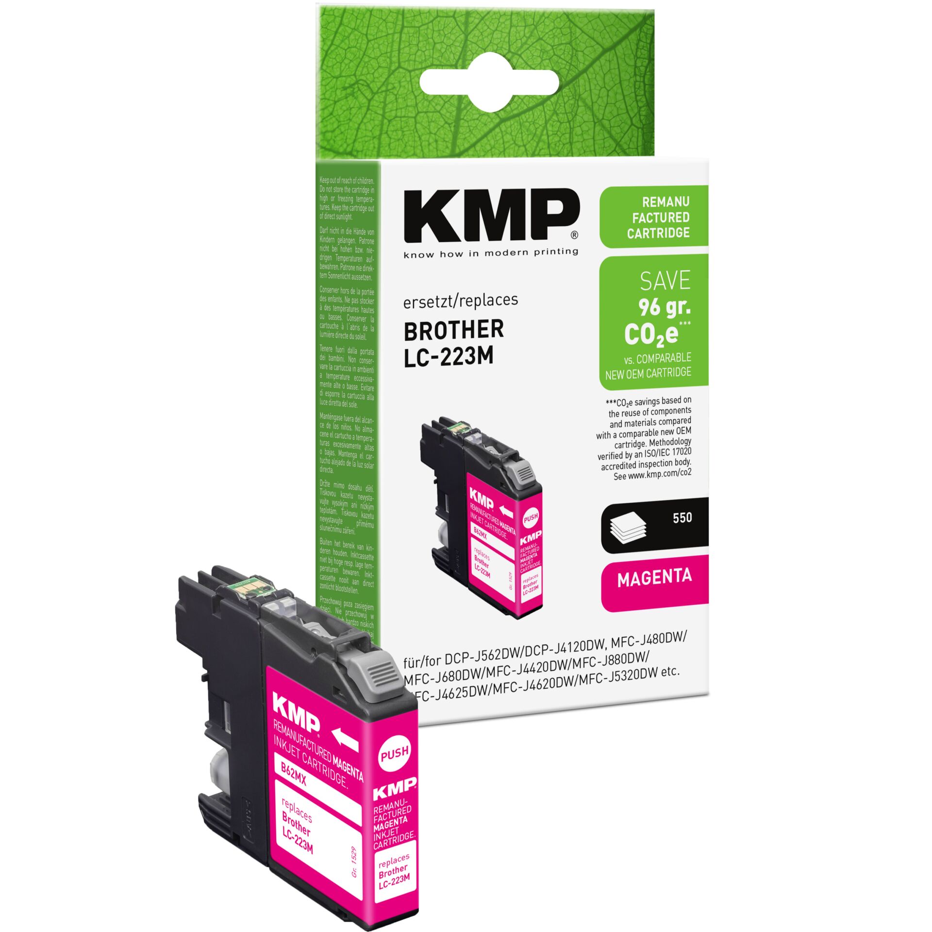 Adapter, Elektronik, Computer-Ausrüstung, Computerausrüstung, QR-Code, Tintenpatrone, Magenta, KMP, Brother LC-223M, Nachfüllpatrone