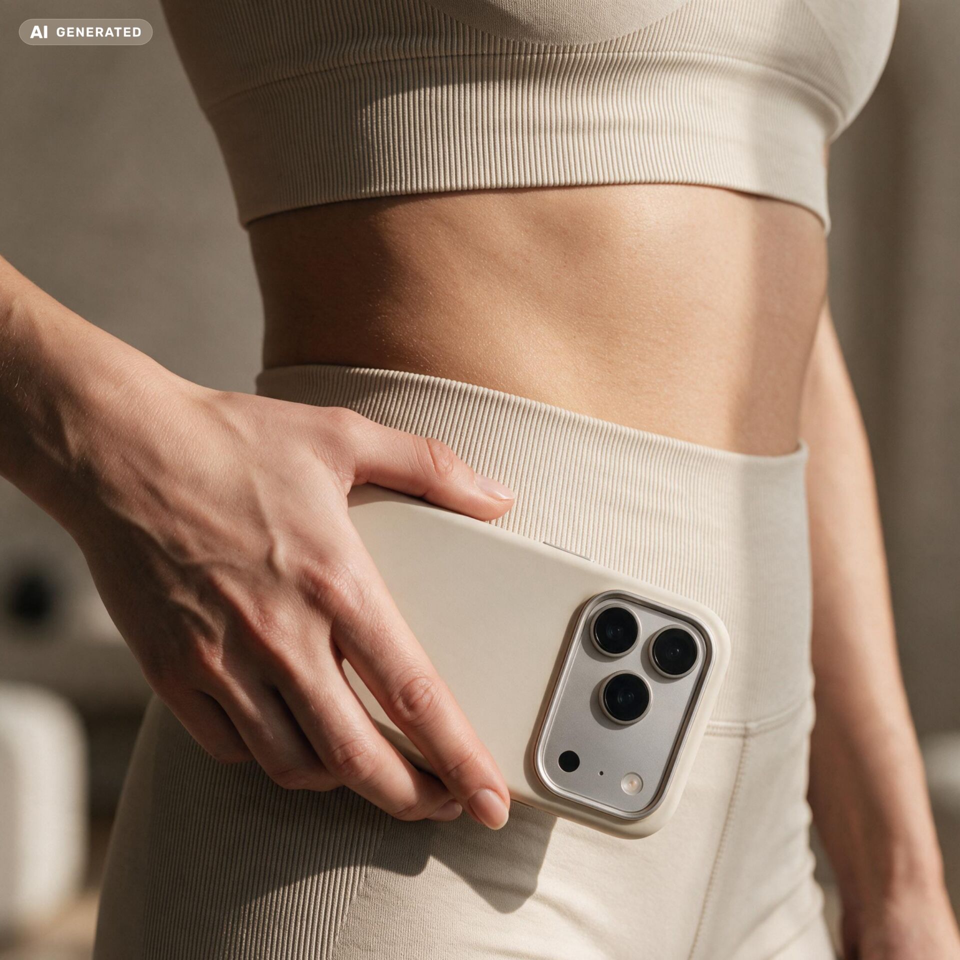 fitness, phone holder, iPhone, case, beige