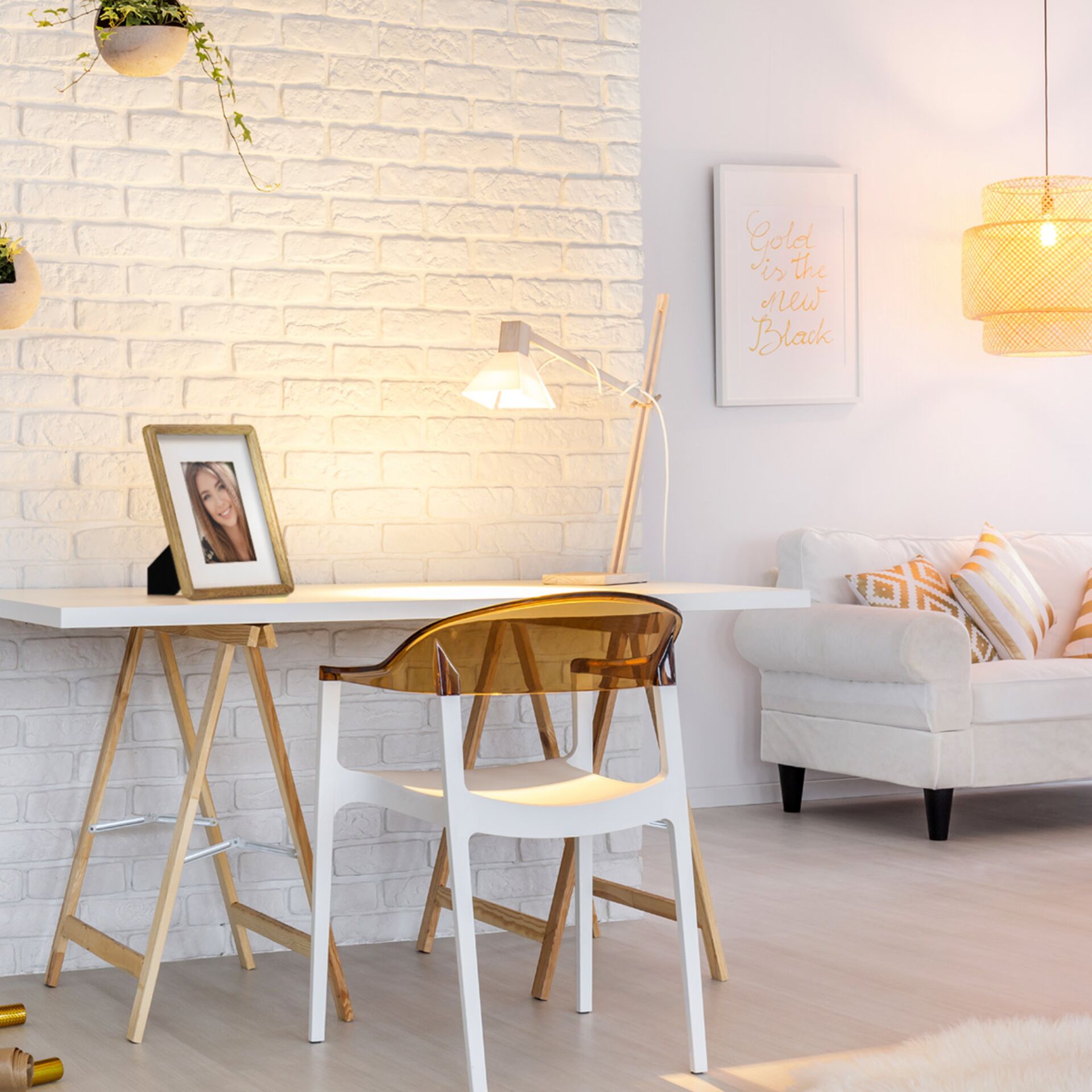 Moebel, Tabelle, Schreibtisch, Lampe, Fotorahmen