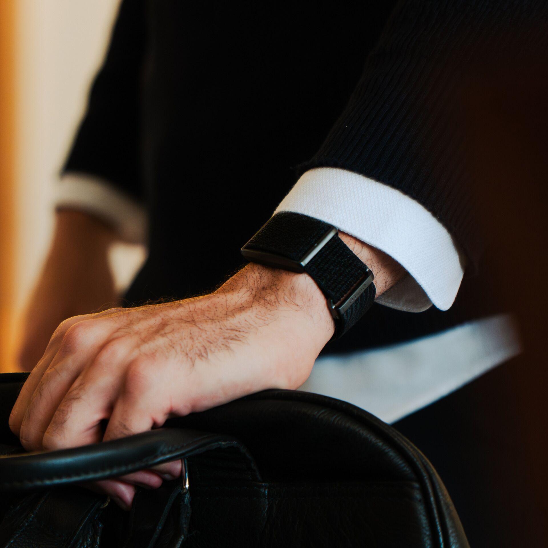 Uhr, Armband, Handgelenk, Schwarz, Taschenhenkel