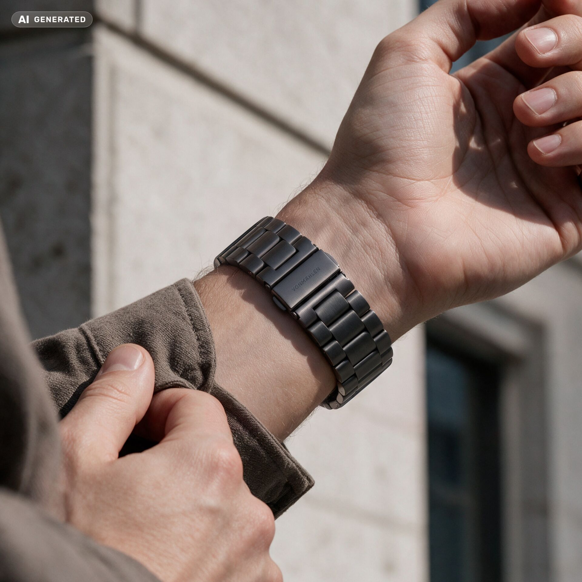 Armbanduhr, Metallarmband, dunkelgrau, Gliederarmband