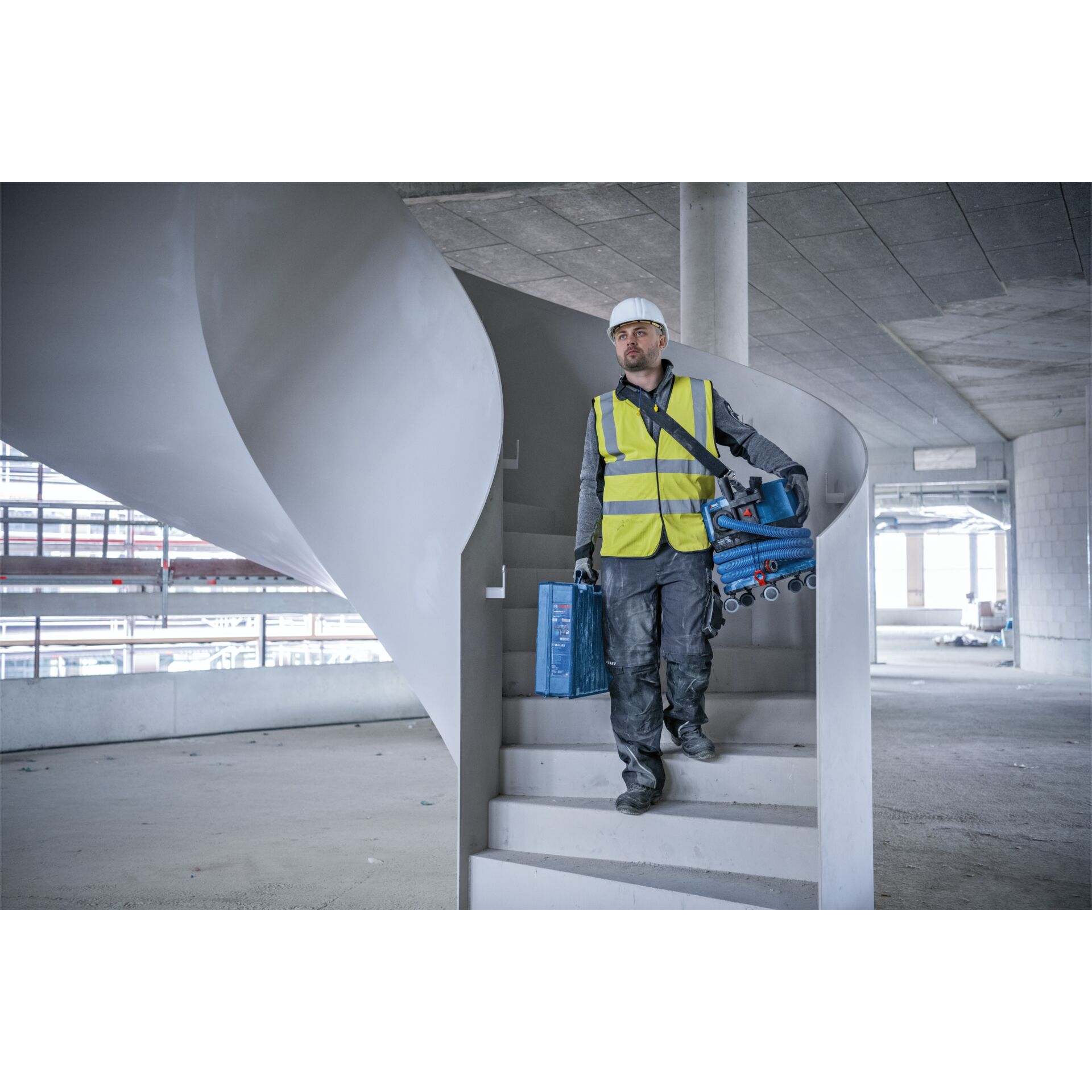 Person, Arbeiter, Treppe, Hosen, Helm