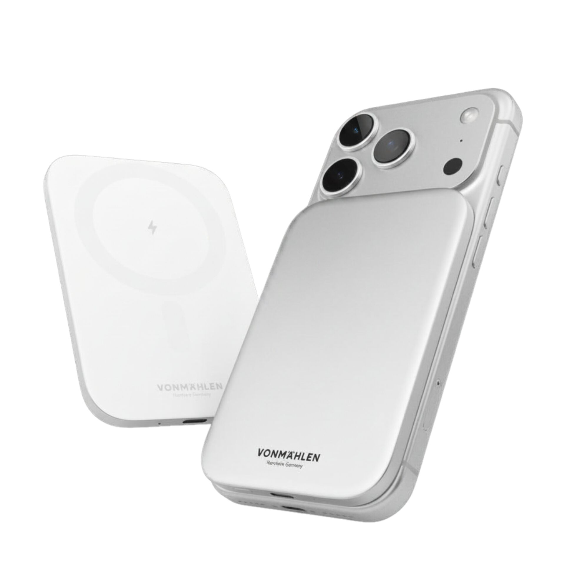Wireless charger, Mag-safe, Phone case, Weiß, Dreifachkamera