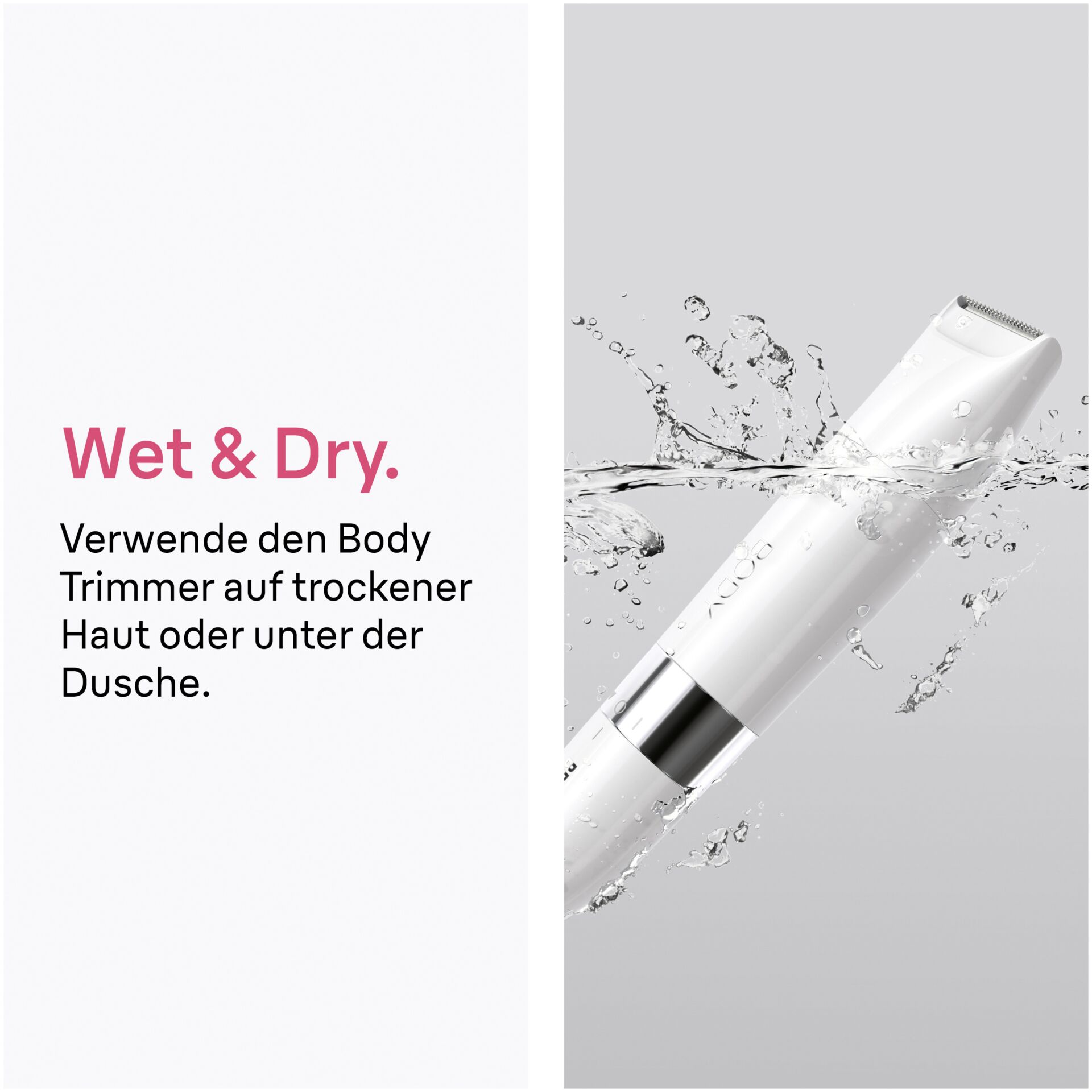 Bodytrimmer, Nass- und Trockenanwendung, Wasserdicht, Weiß, Edelstahlklinge