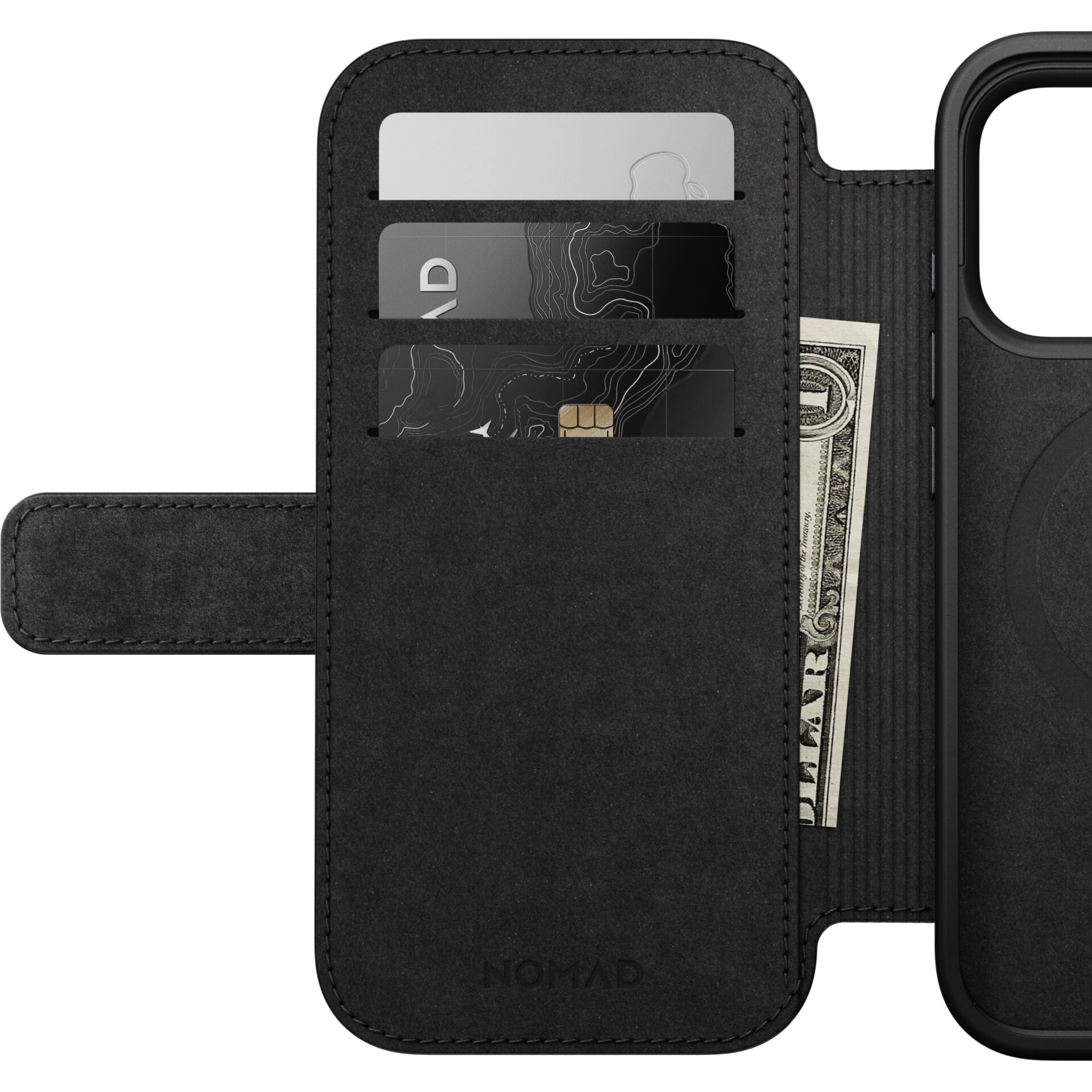 Wallet, Phone case, Card slots, Schwarz, Geldbörse mit Bargeld