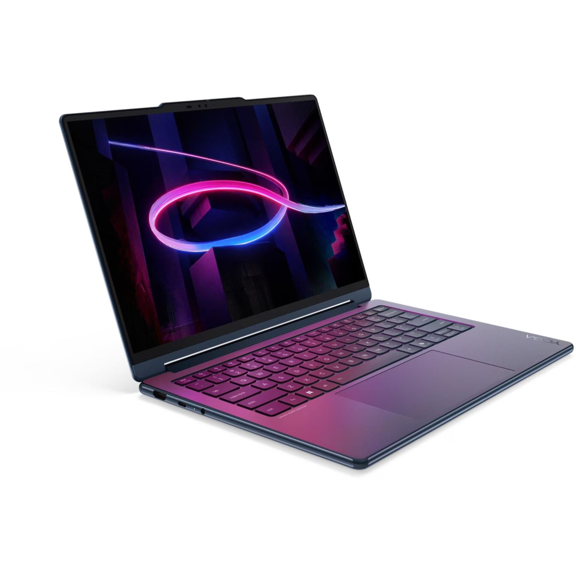 Laptop, Dünnes Gehäuse, Lila Farbverlauf, Großes Touchpad, Schwarze Tastatur
