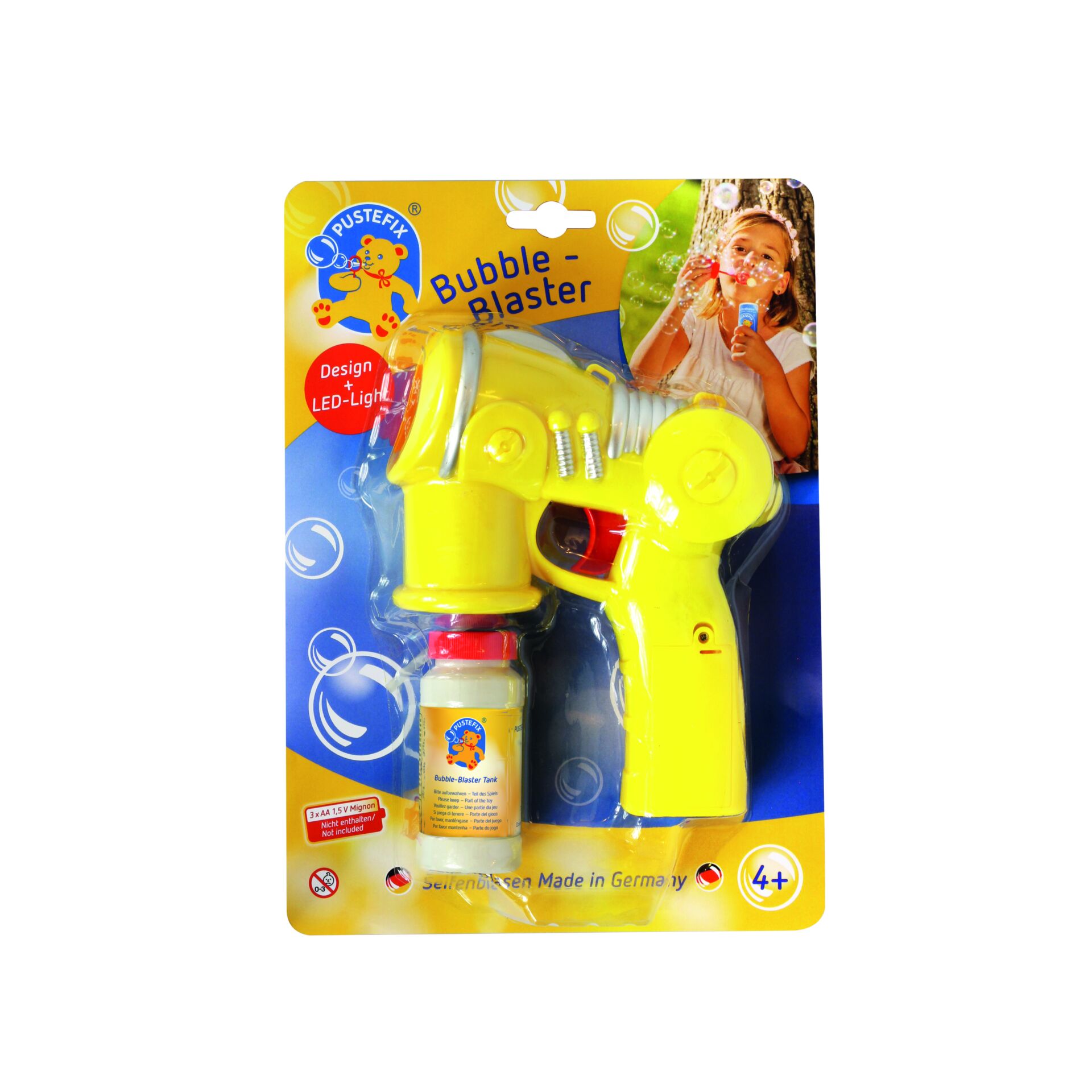 Blasen-Pistole, Wasserpistole, Spielzeug, LED-Licht, Gelb