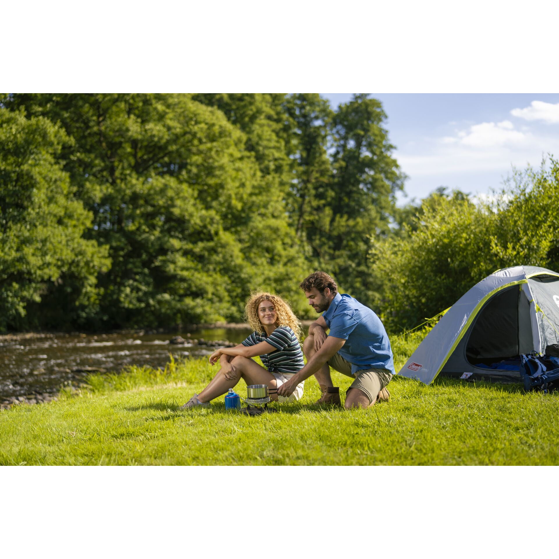 Draußen, Zelt, Campen, Person, Mann