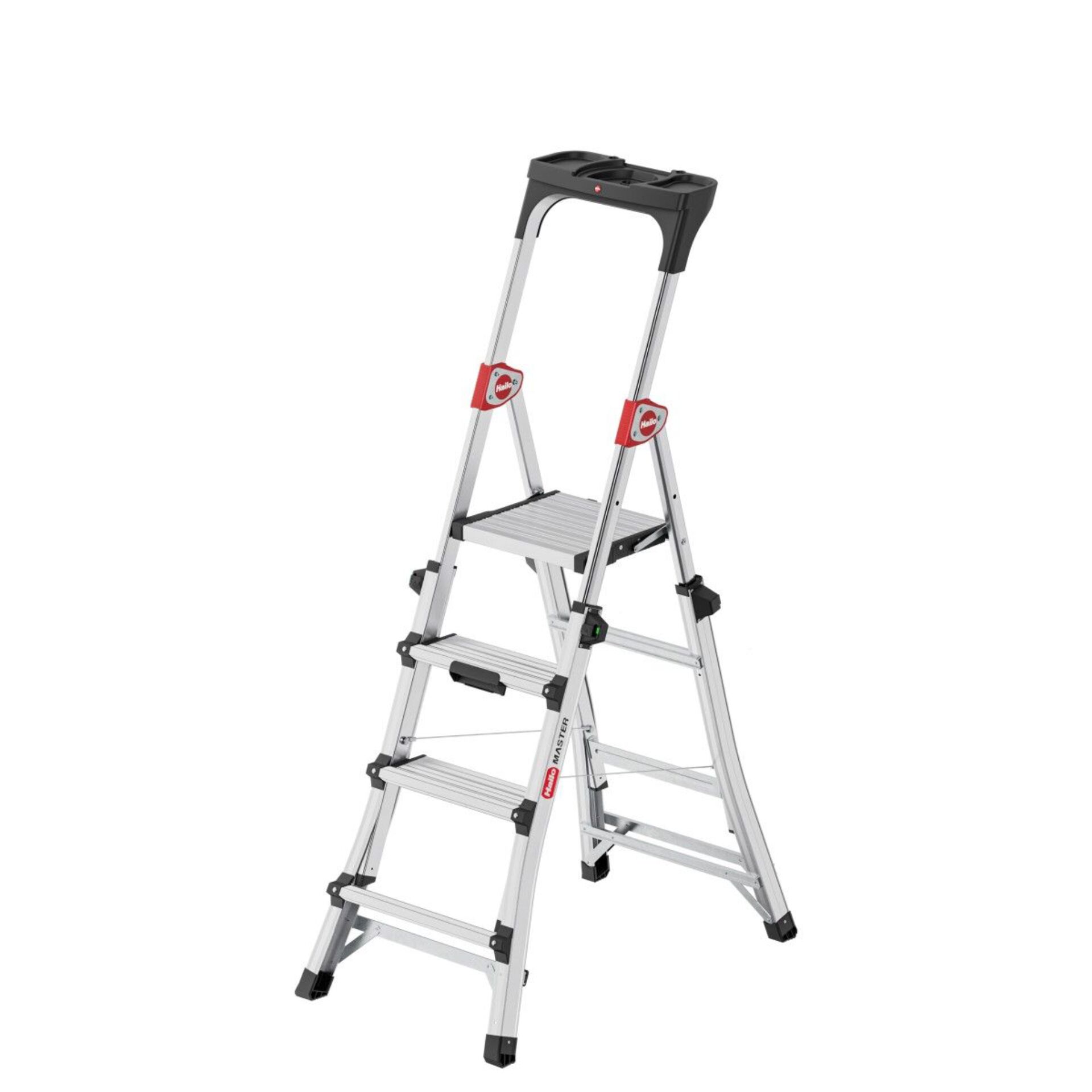 Trittleiter, Aluminium, 4-stufig, Split-Level, Antirutsch