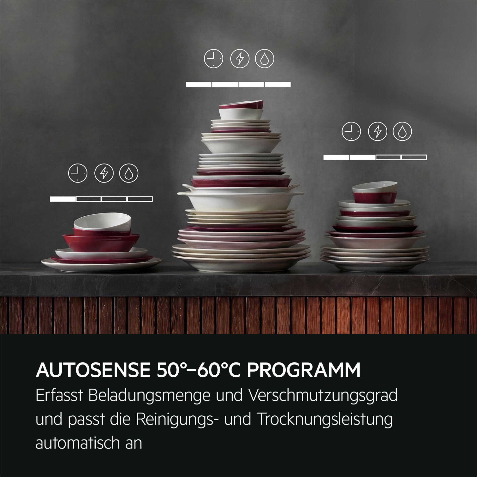 Geschirr, Tellerstapel, Spülmittel, Mikrobaustein, Ofenprogramm