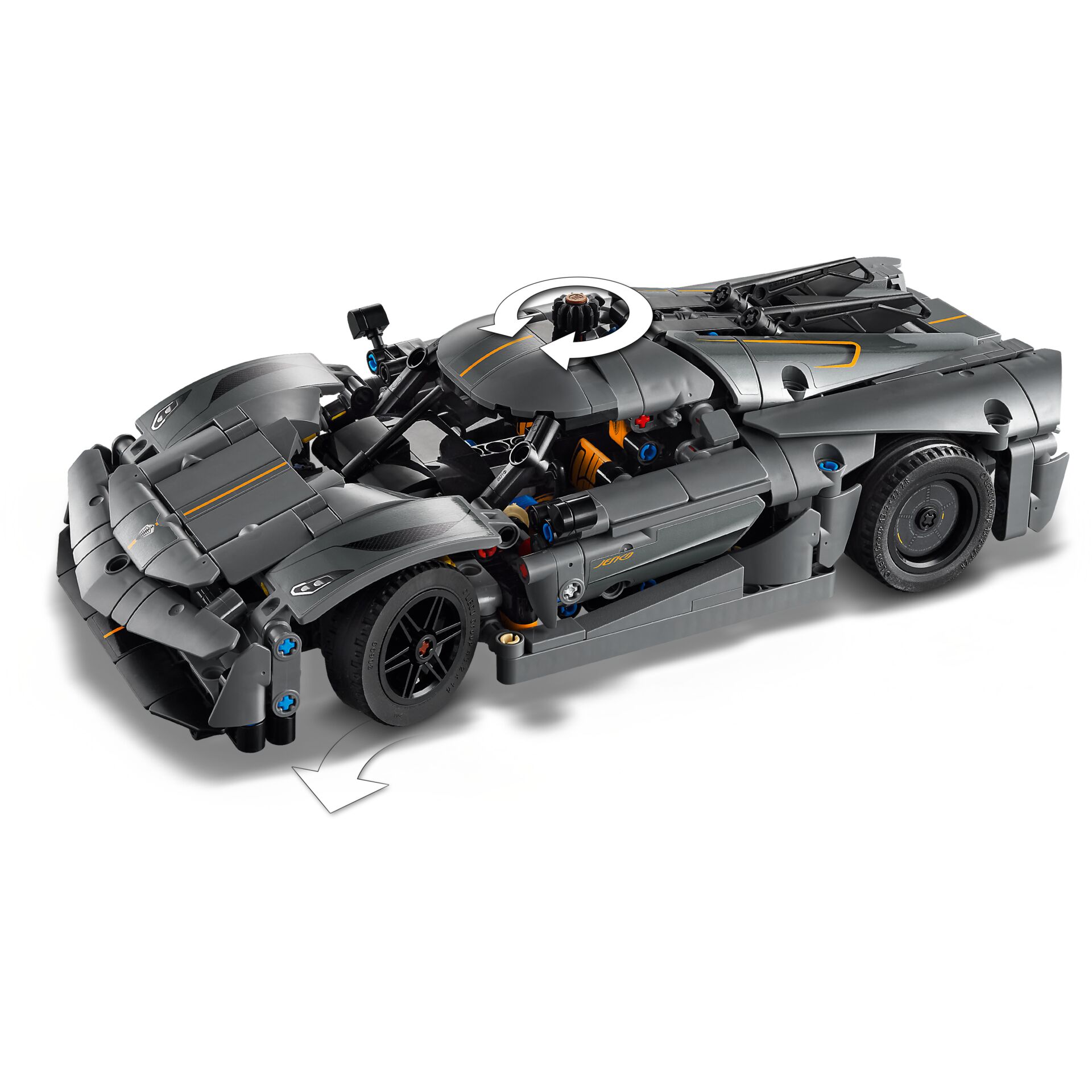 Hypercar, Grau, Gespaltene Karosserie, Schnurrtunnel, Lego Technic