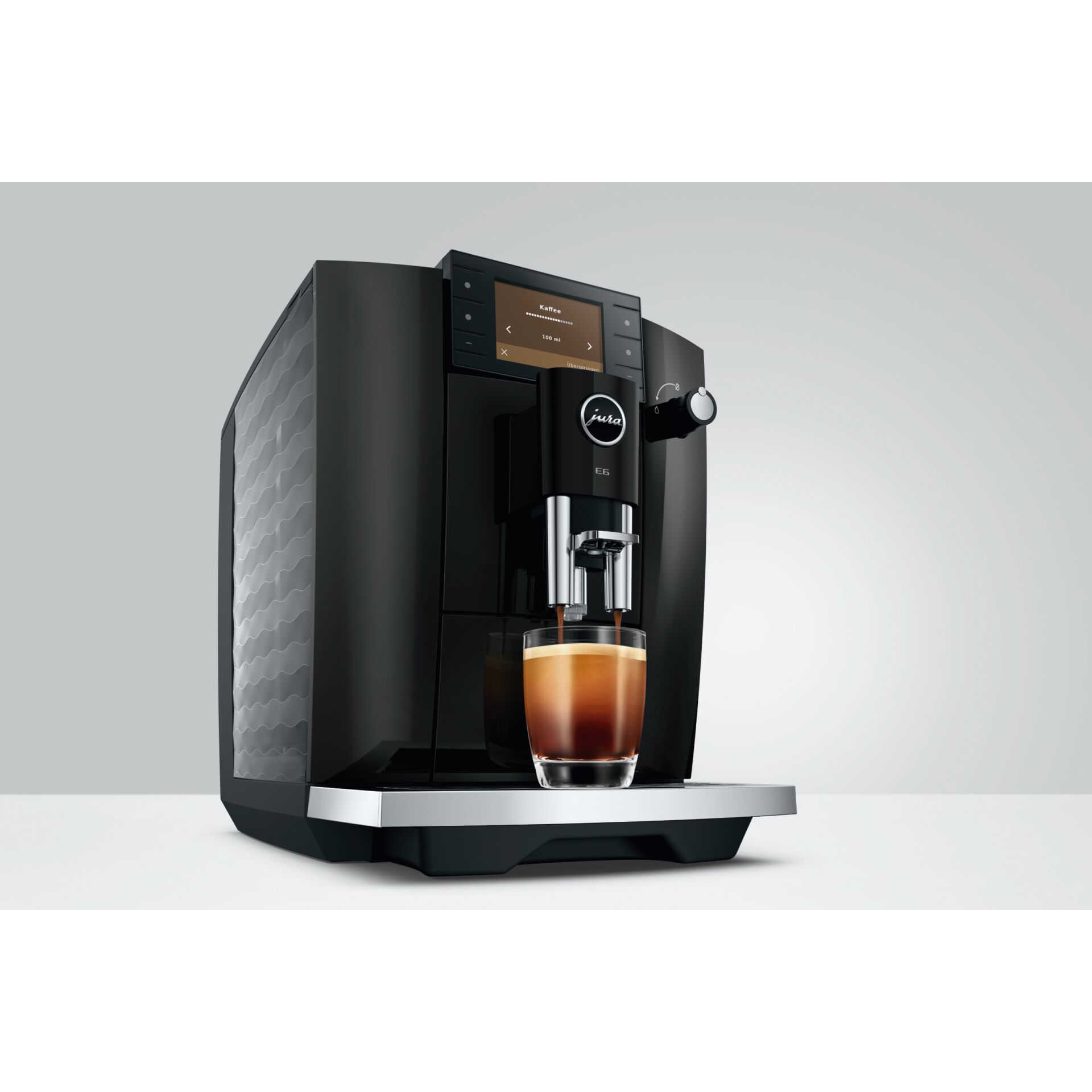 Espresso-Maschine, Kaffeemaschine, Haushaltsgerät, Schwarz Metallisch, Glasbecher