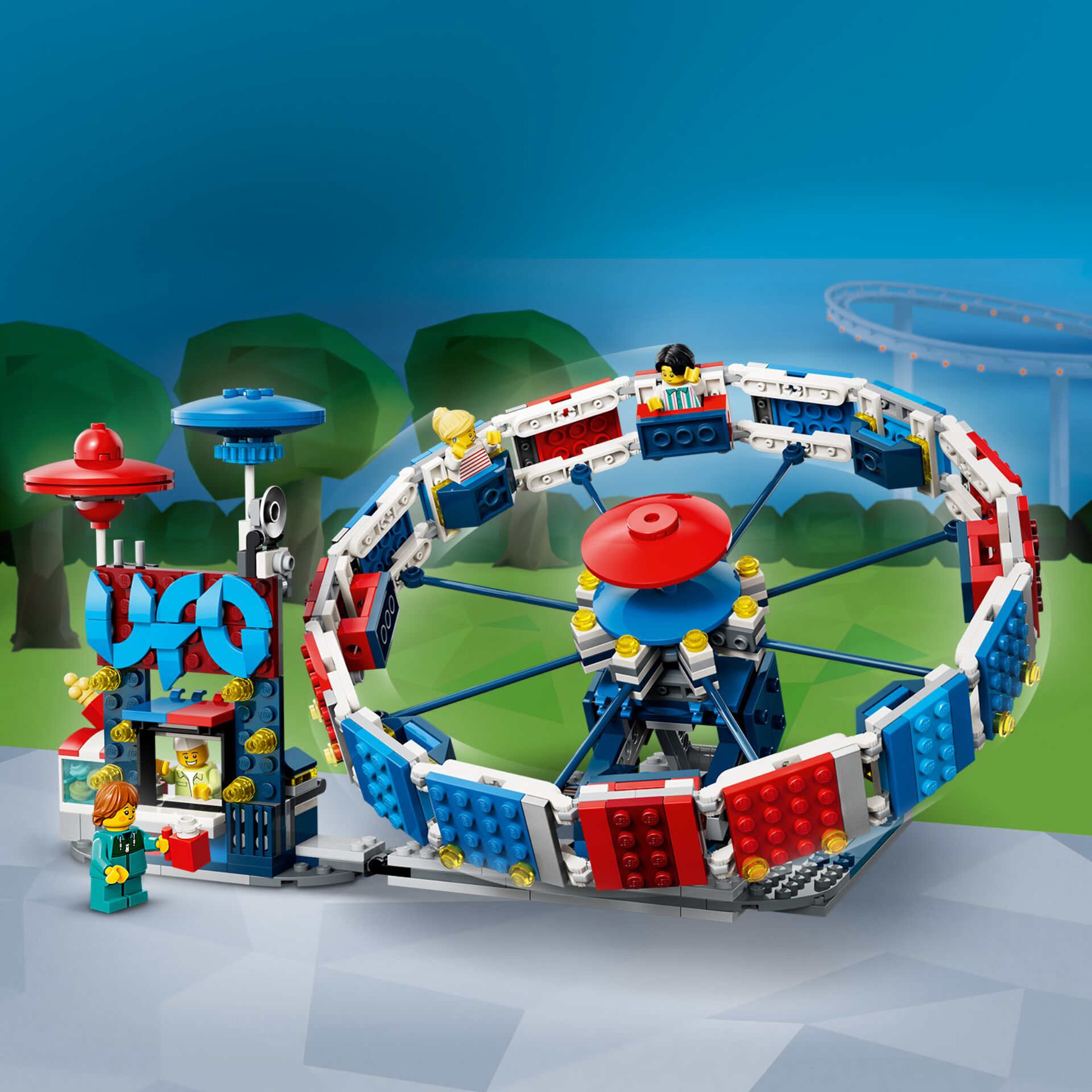 Lego, Riesenrad, Kiosk, Minifiguren, Roter Deckel