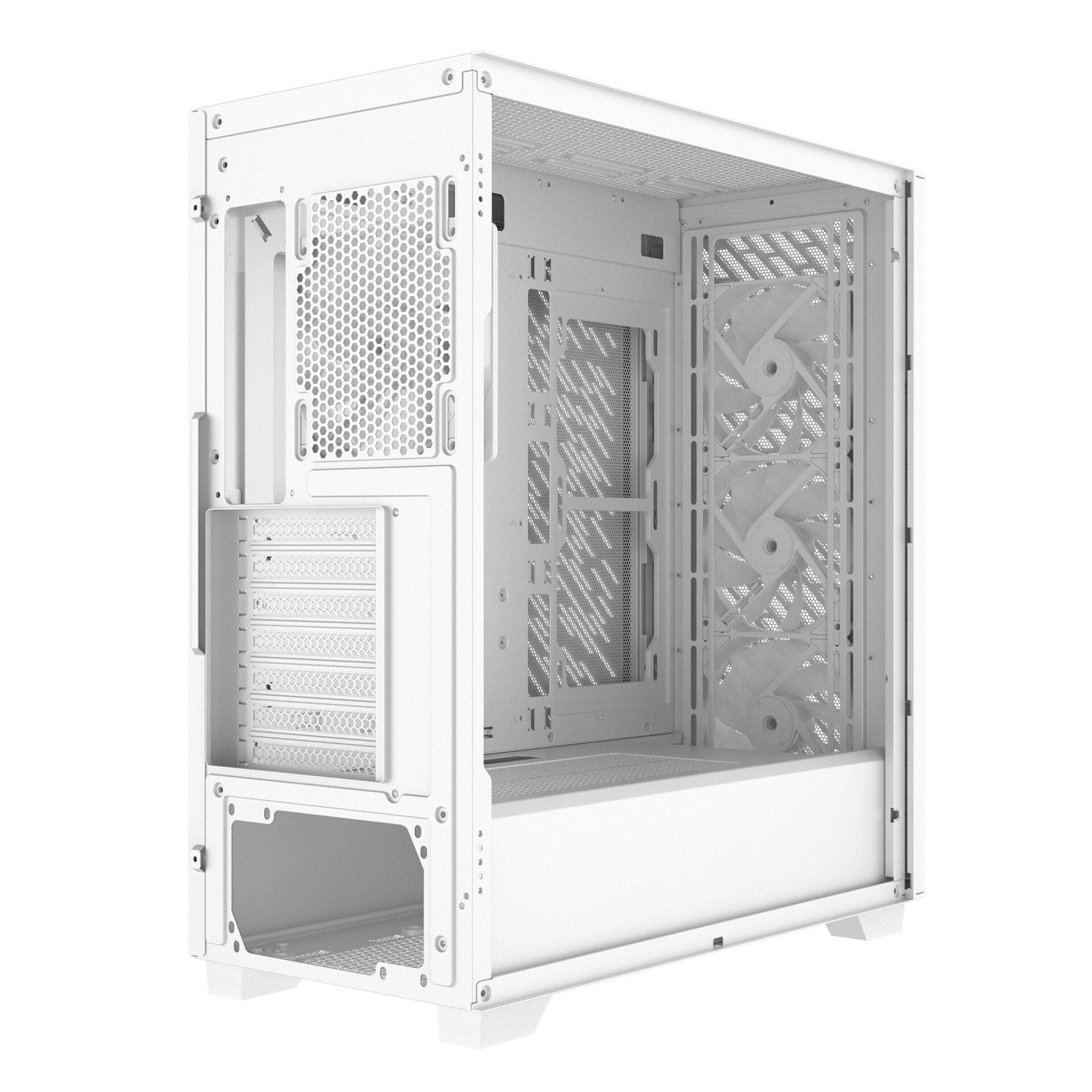 PC-Gehäuse, Mid-Tower, Weiß, Mesh-Panel, RGB-Lüfter