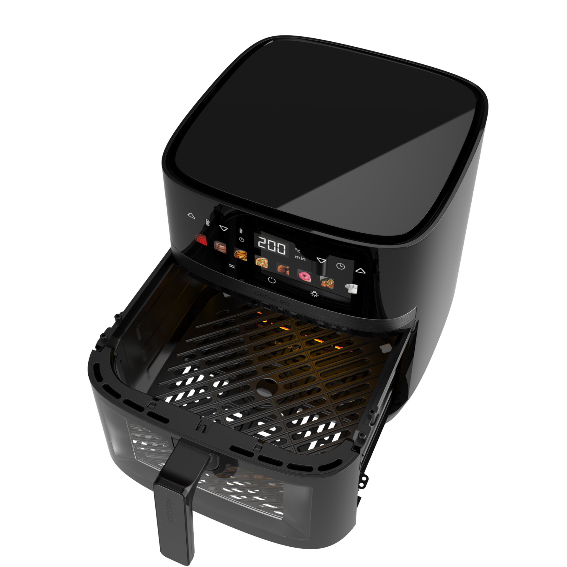 'air fryer, digital display, schwarz, Küchengerät, Rosttray