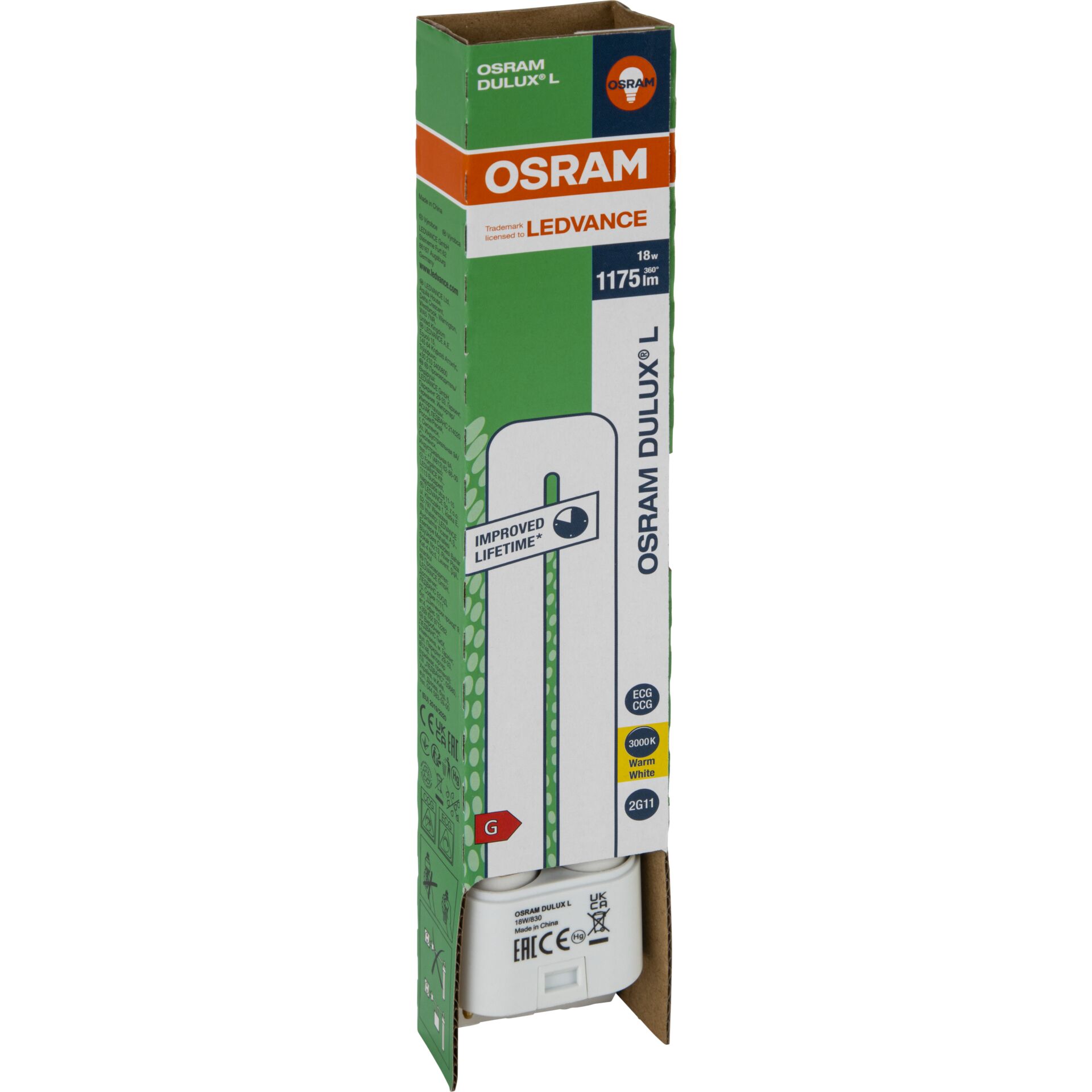 Osram DULUX L Energiesparlampe  18W/830 2G11 FS1