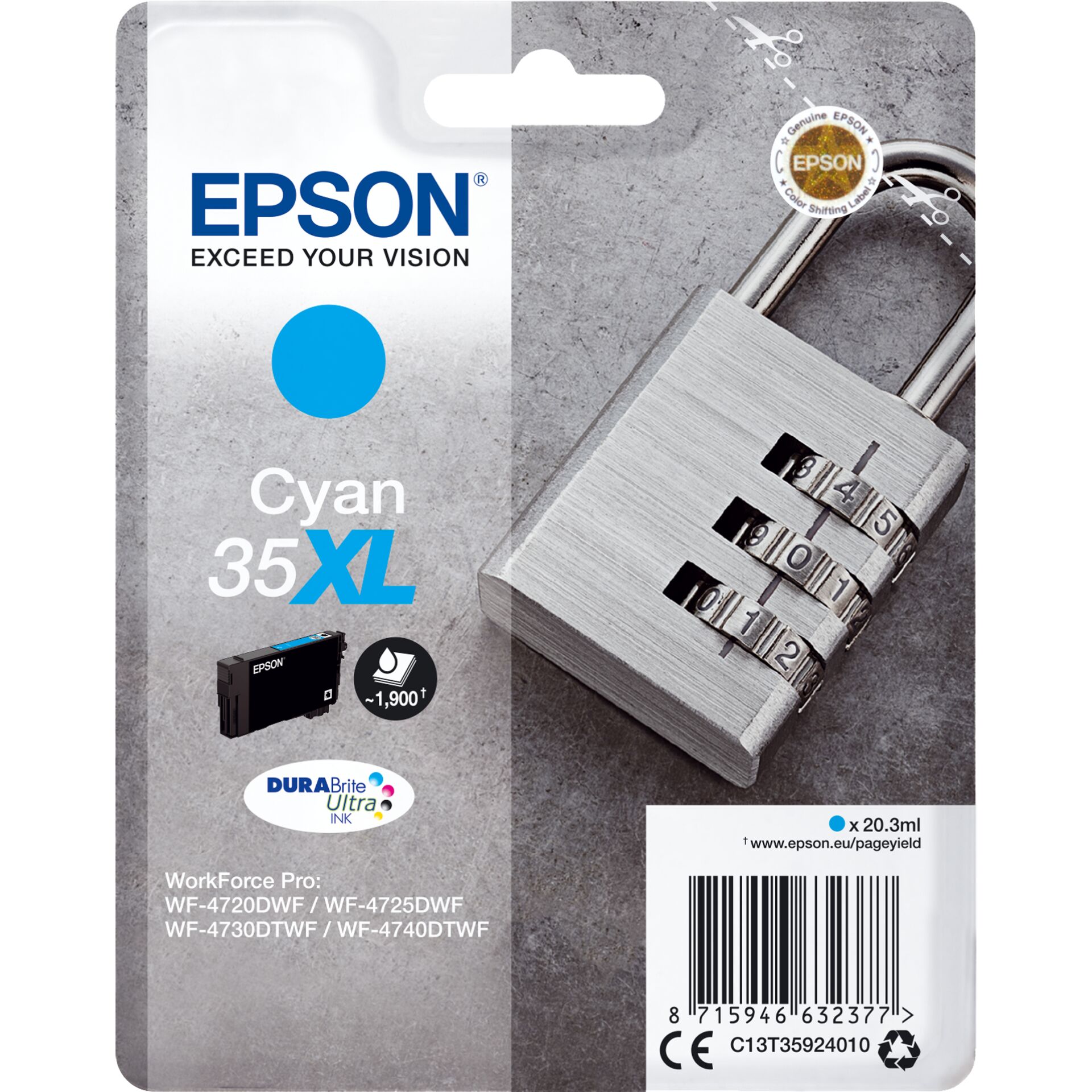Epson Tintenpatrone cyan  DURABrite Ultra Ink 35 XL T 3592