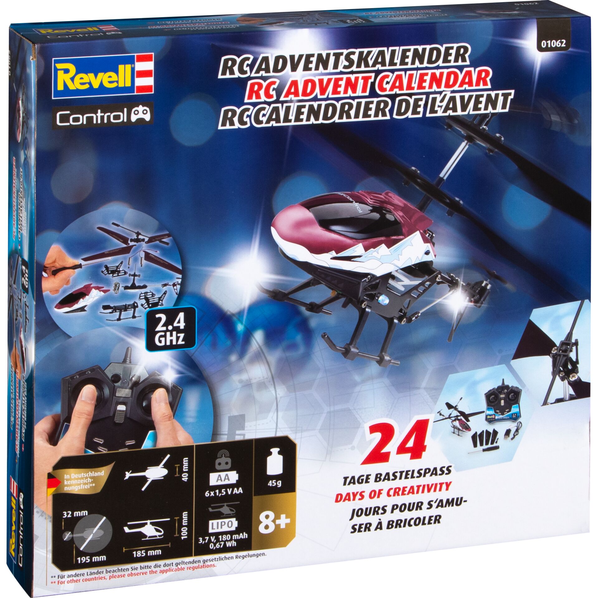 RC helicopter, Advent calendar, 2.4 GHz, Fernsteuerung, Bausatz