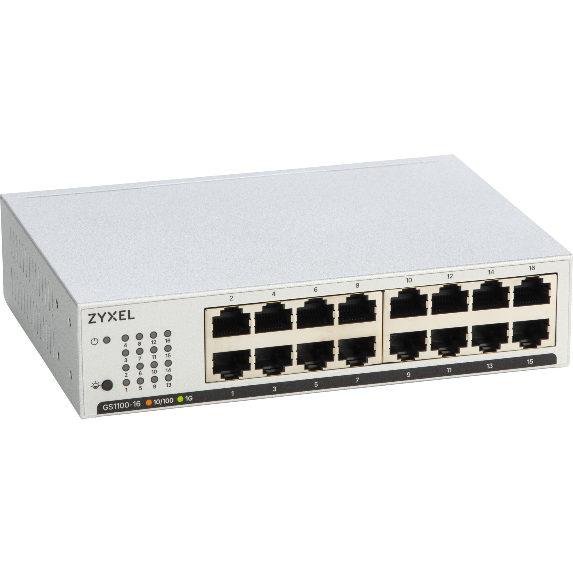 netzwerk switch, 10/100/1000, RJ45 ports, rackmount, GS1100-16