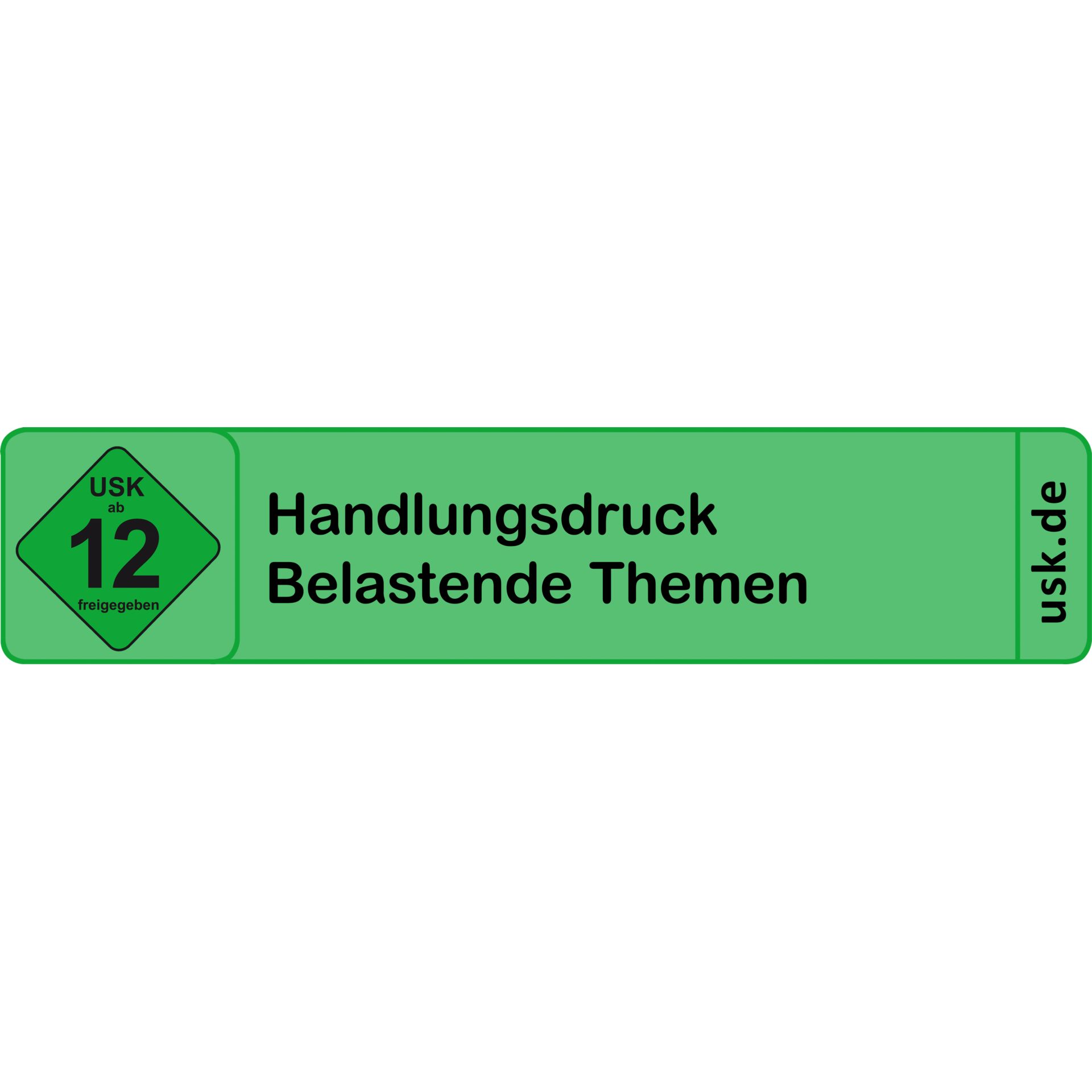 Handlungsdruck, belastende Themen, USK 12, Warnhinweis, Etikett