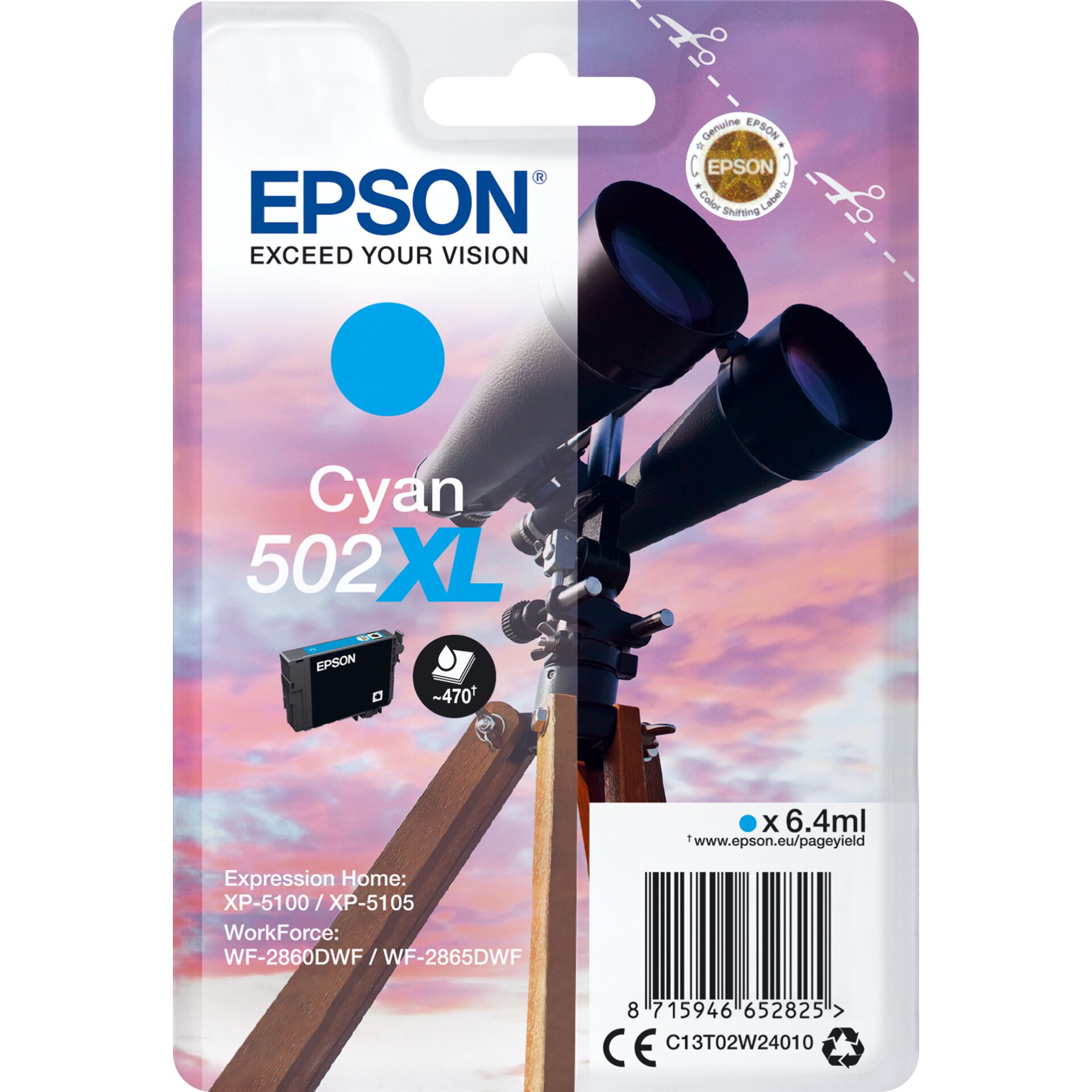 Epson Tintenpatrone cyan  502 XL                    T 02W2